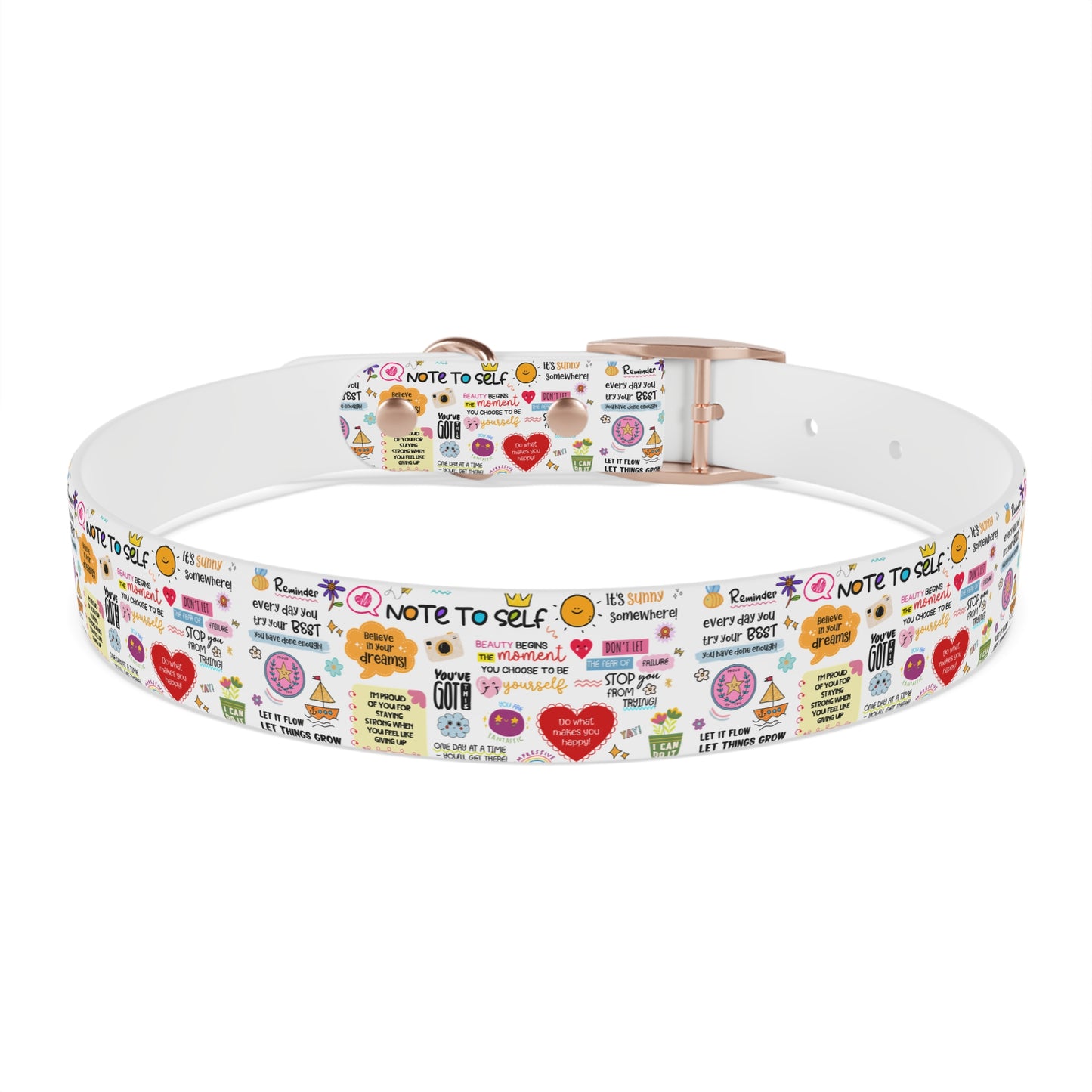 Dog Collar — Whimsical 'Note to Self' Positive Words Quote Pattern Pet Collar