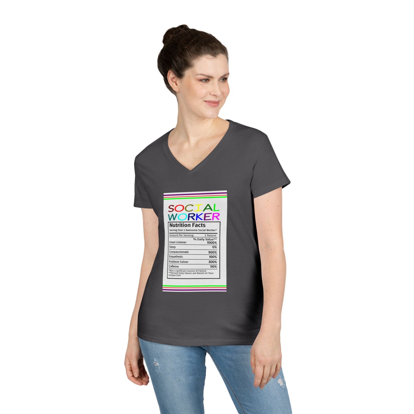 Social Worker Nutrition Facts V-Neck Tee — Women's Social Worker Gift