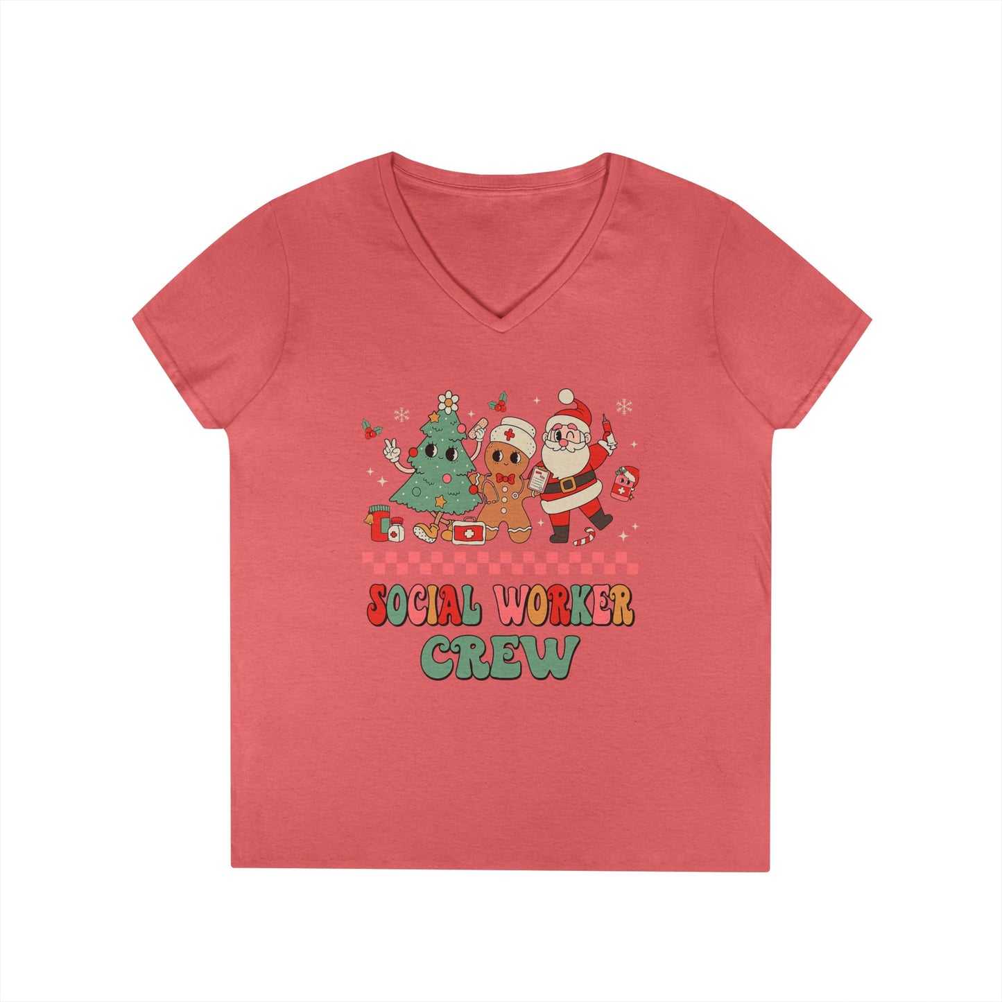Social Worker Crew Christmas V-Neck Tee