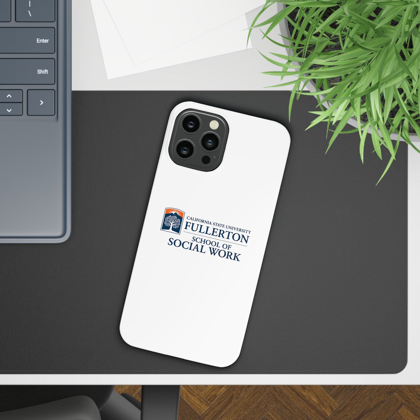 Cal State Fullerton University - Slim I-Phone Case - School of Social Work (White)