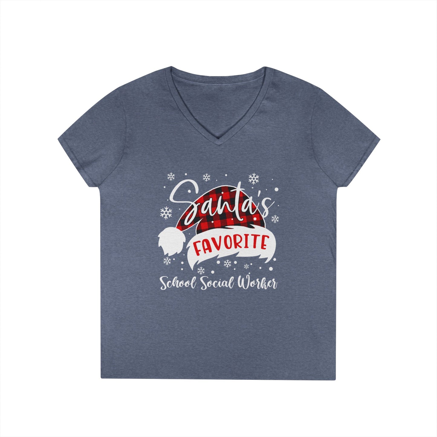 Santa's Favorite School Social Worker V-Neck Tee - Holiday Edition
