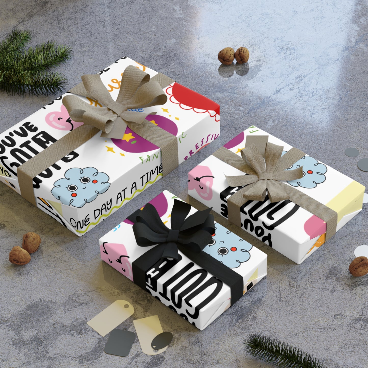 Inspirational Notes Gift Wrap Roll — Positive Quote Wrapping Paper for Christmas, Birthdays & Celebrations