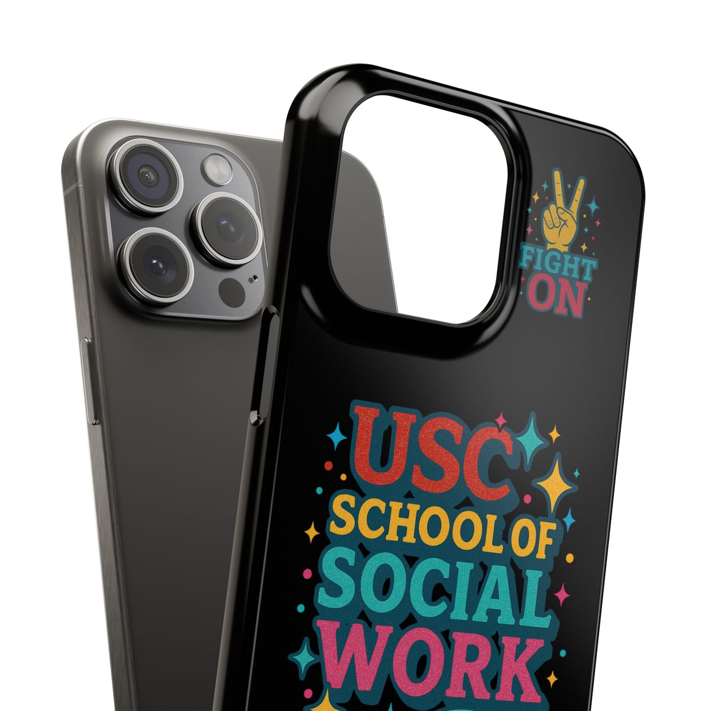 USC Trojans Slim I-Phone Case - School of Social Work - Glitter Style (Black)