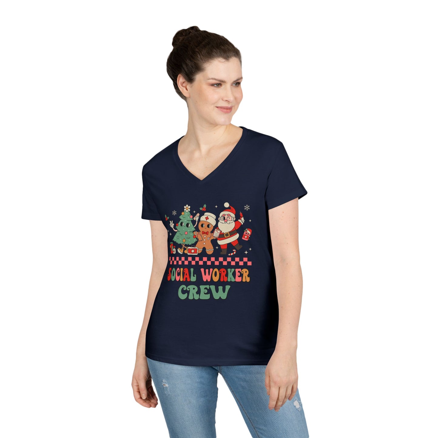 Social Worker Crew Christmas V-Neck Tee
