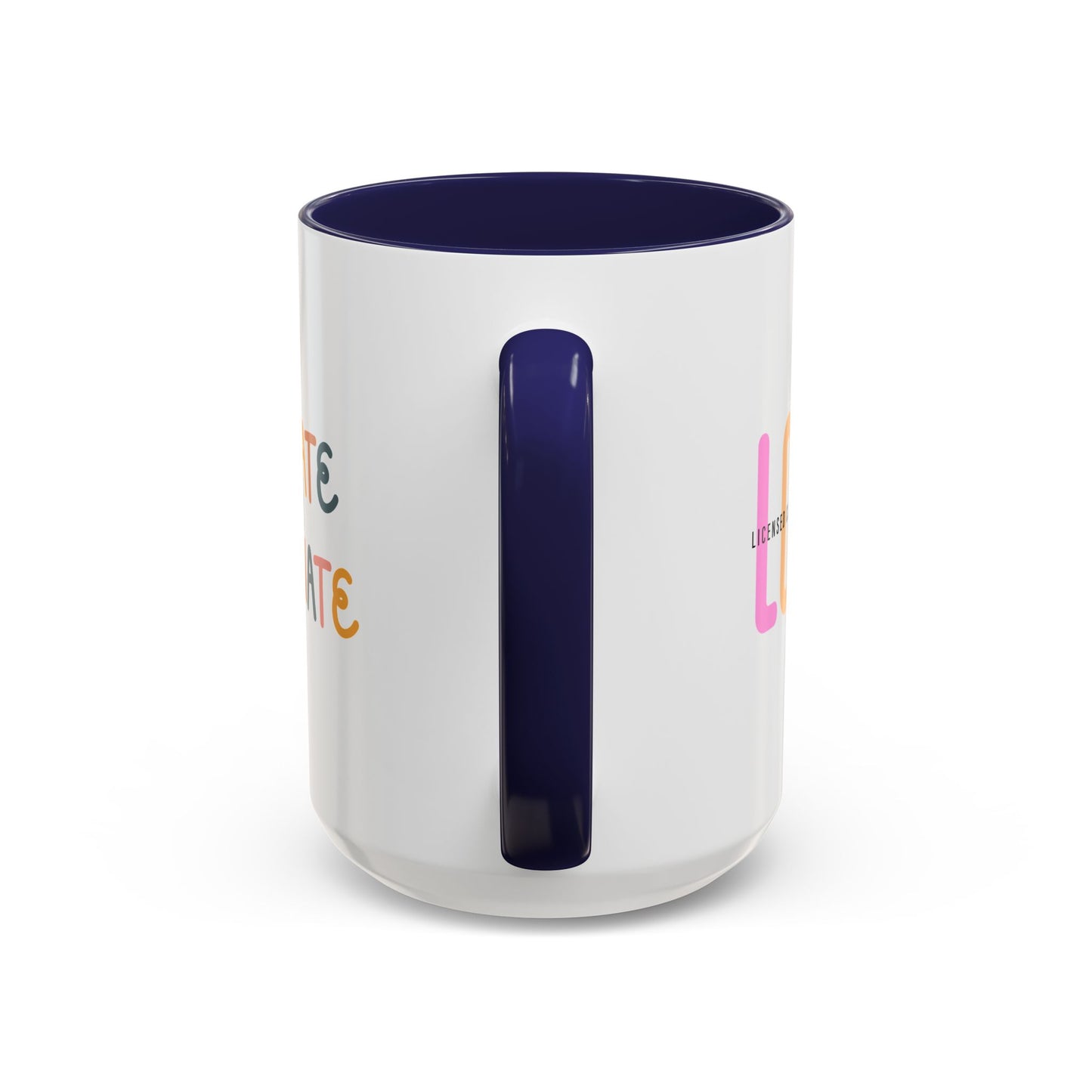 LCSW-Advocate and Caffeinate Accent Coffee Mug — Colorful Social Woker Coffee Cup (15 oz)