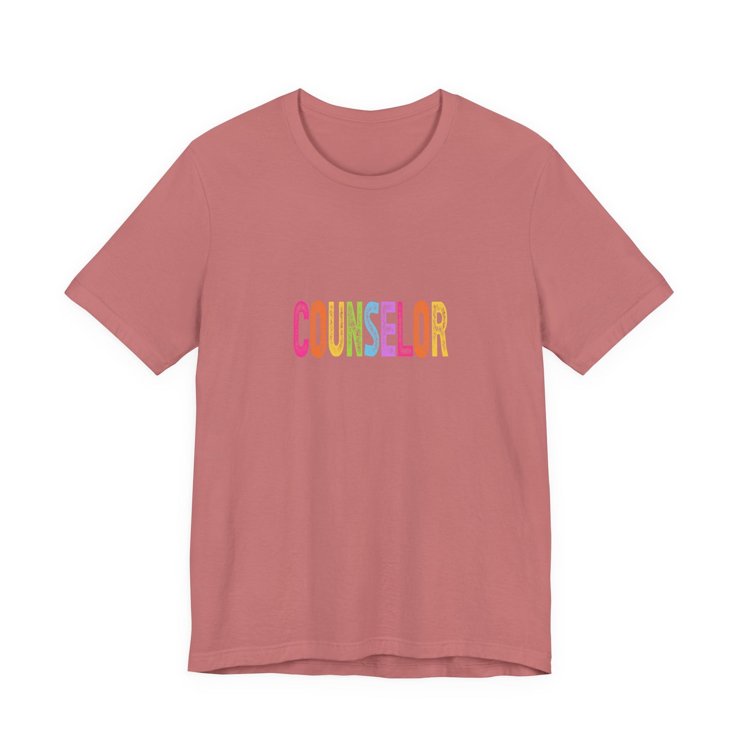 (Unisex) Counselor Rainbow Tee — Pastel 'COUNSELOR' Short Sleeve Shirt
