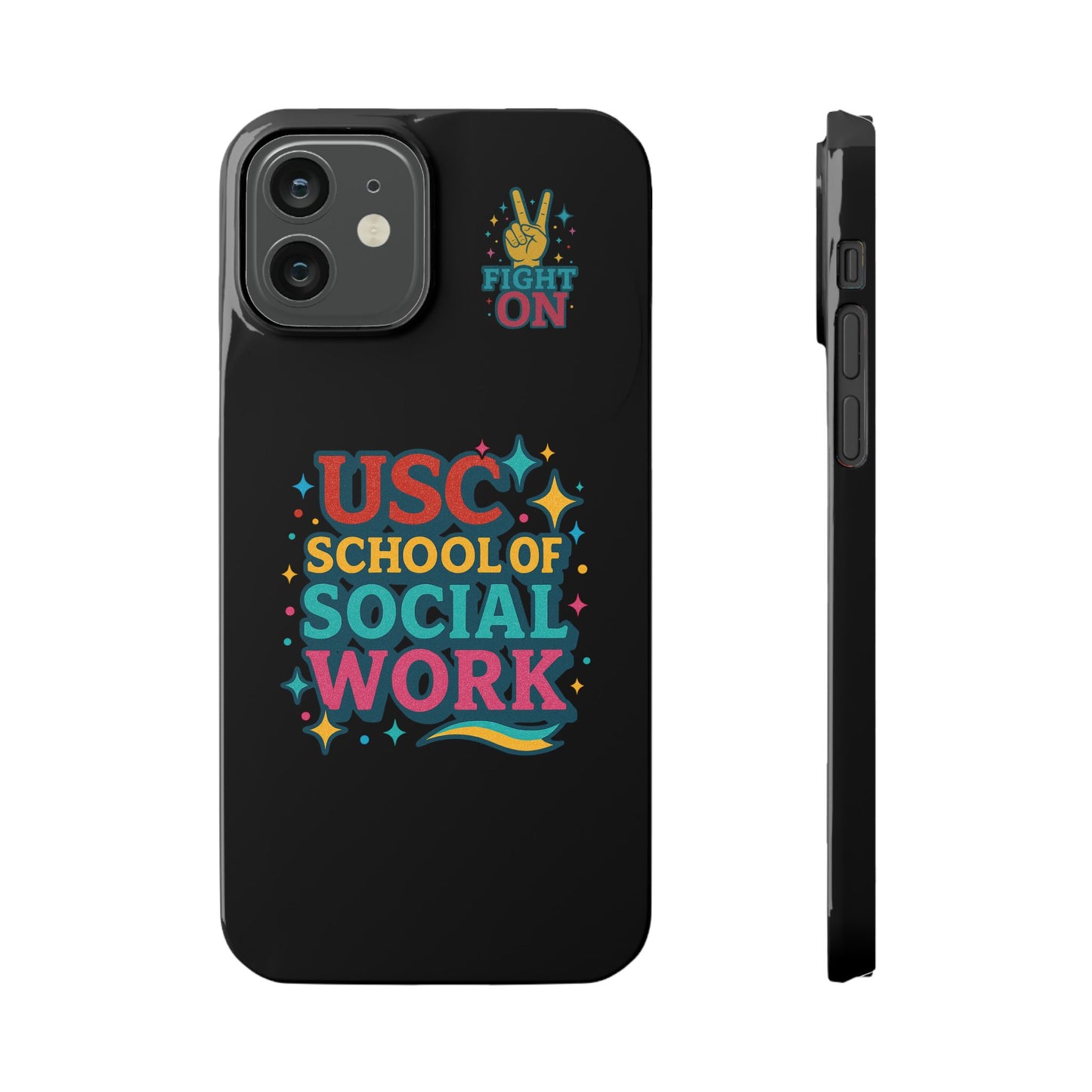 USC Trojans Slim I-Phone Case - School of Social Work - Glitter Style (Black)