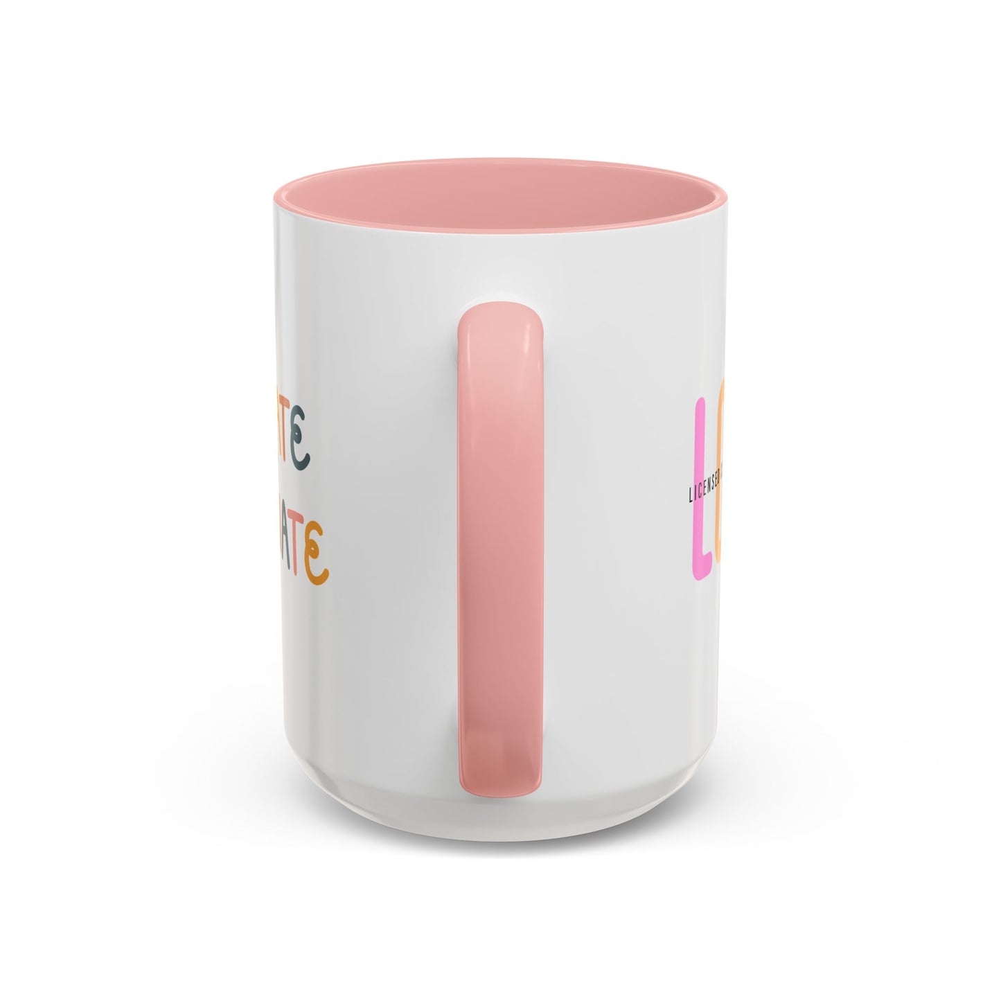 LCSW-Advocate and Caffeinate Accent Coffee Mug — Colorful Social Woker Coffee Cup (15 oz)