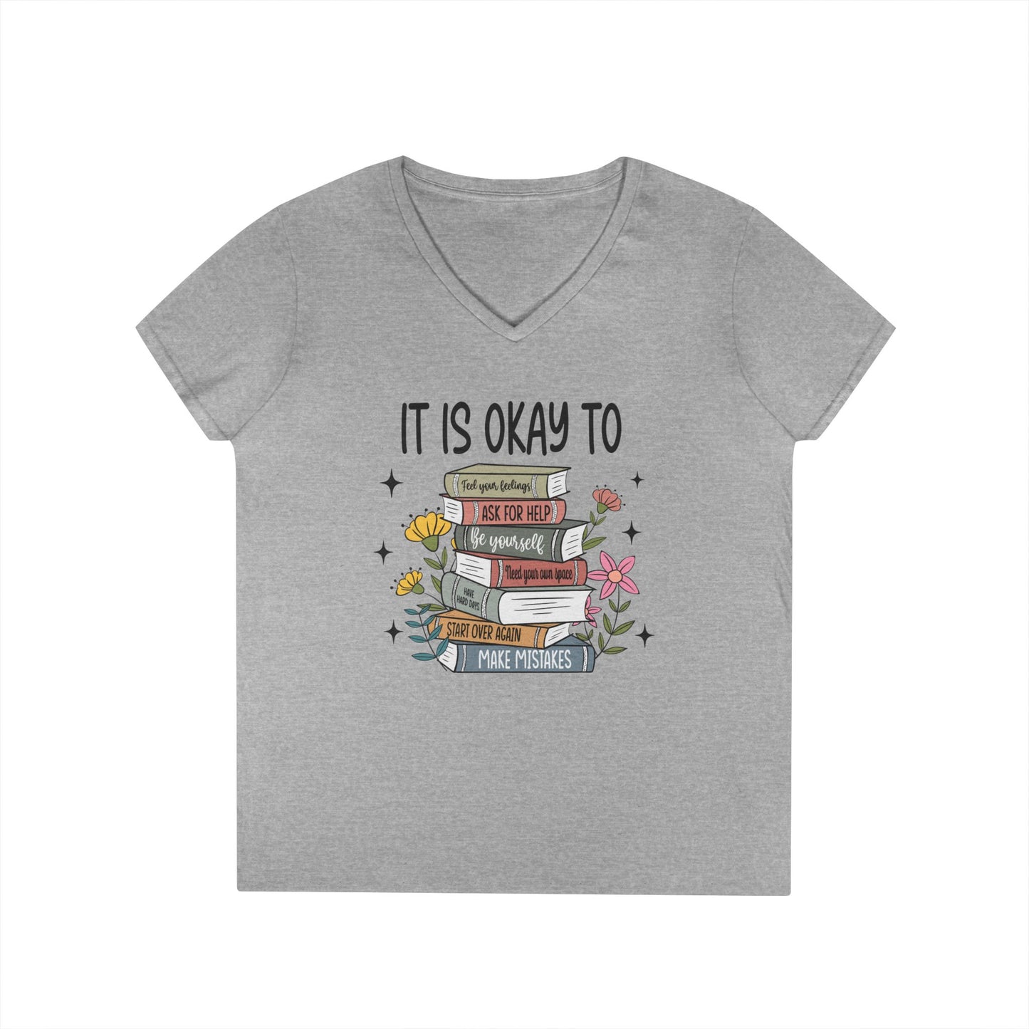 Ladies' V-Neck T-Shirt - "It's OK" - School Social Worker