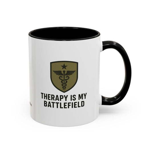 Military Social Work -Empowering Coffee Mug - "Therapy is My Battlefield" - Perfect Gift for Advocates and Supporters