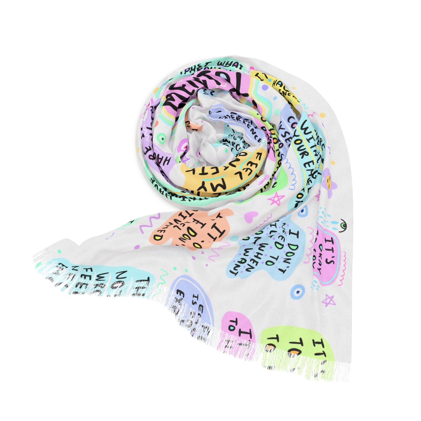 Mental Health Cup Light Scarf — Pastel Affirmation Mental Wellness Scarf (Social Work/Mental Health)