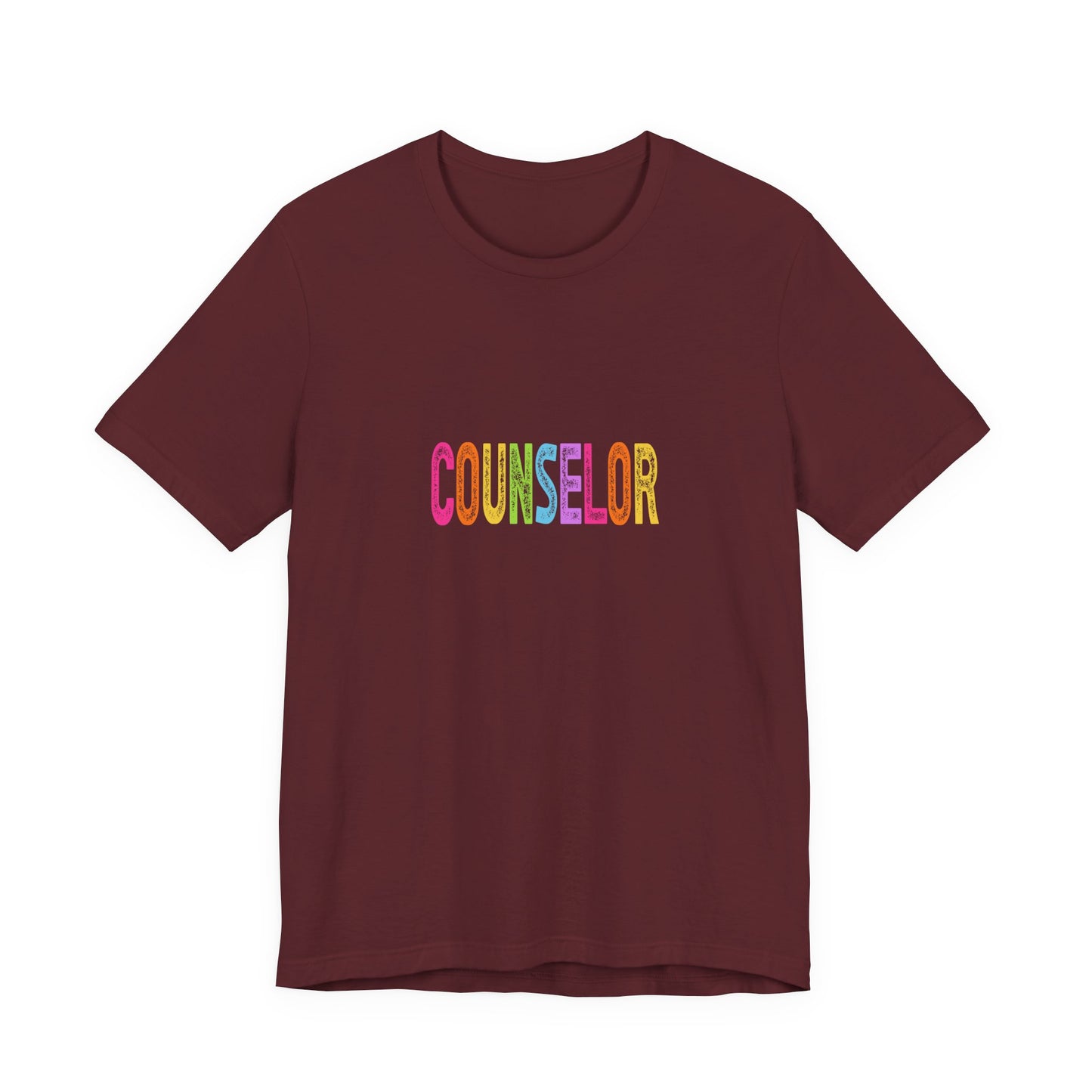 (Unisex) Counselor Rainbow Tee — Pastel 'COUNSELOR' Short Sleeve Shirt