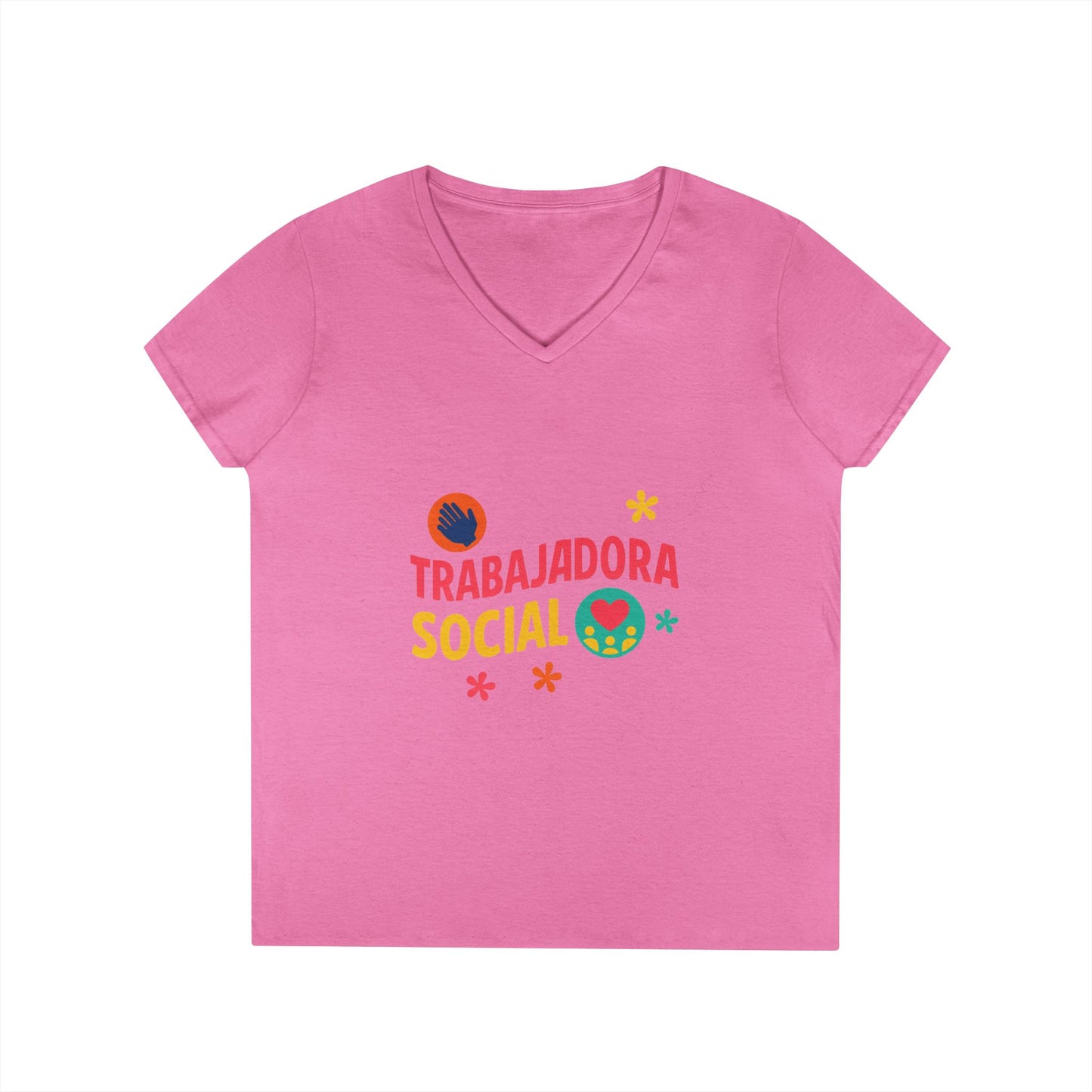Trabajadora Social V-Neck Tee — Spanish Social Worker T-Shirt, Colorful Empowerment Gift