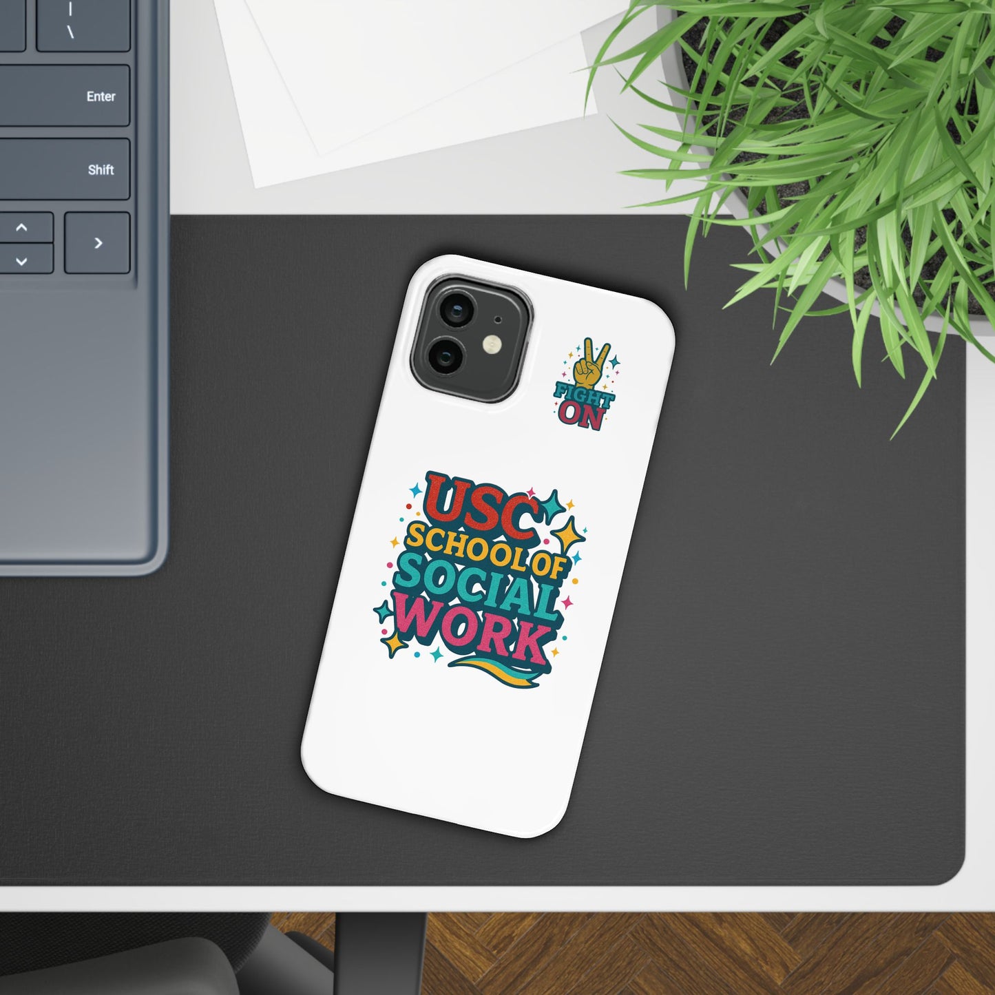 USC Trojans Slim I-Phone Case - School of Social Work - Glitter Style