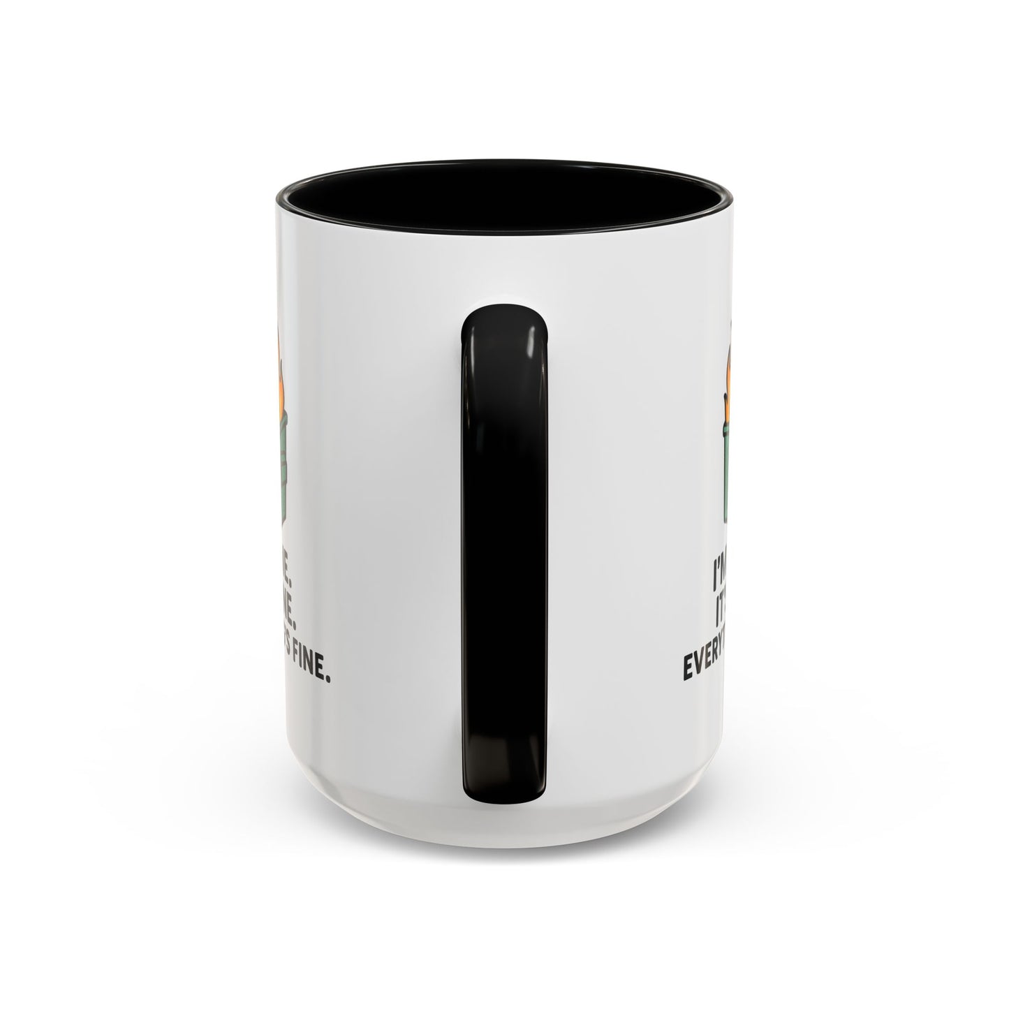 I’m Fine Dumpster Fire Coffee Mug — Funny 15oz Accent Mug