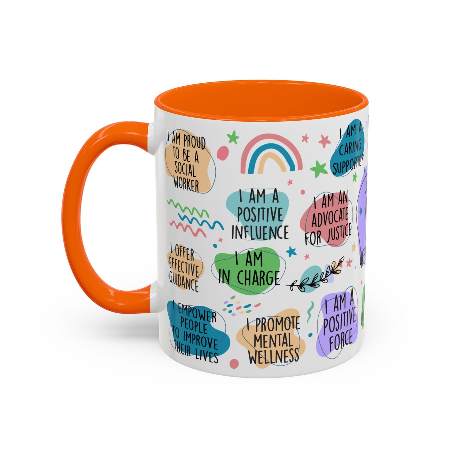 Social Worker Daily Affirmations Accent Coffee Mug — Inspirational -15oz
