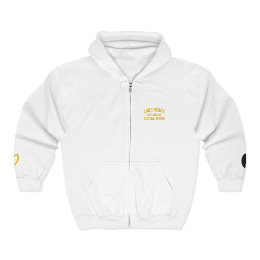 Cal State Long Beach- School of Social Work -Unisex Heavy Blend™ Full Zip Hooded Sweatshirt - Ultimate Comfort for Fans