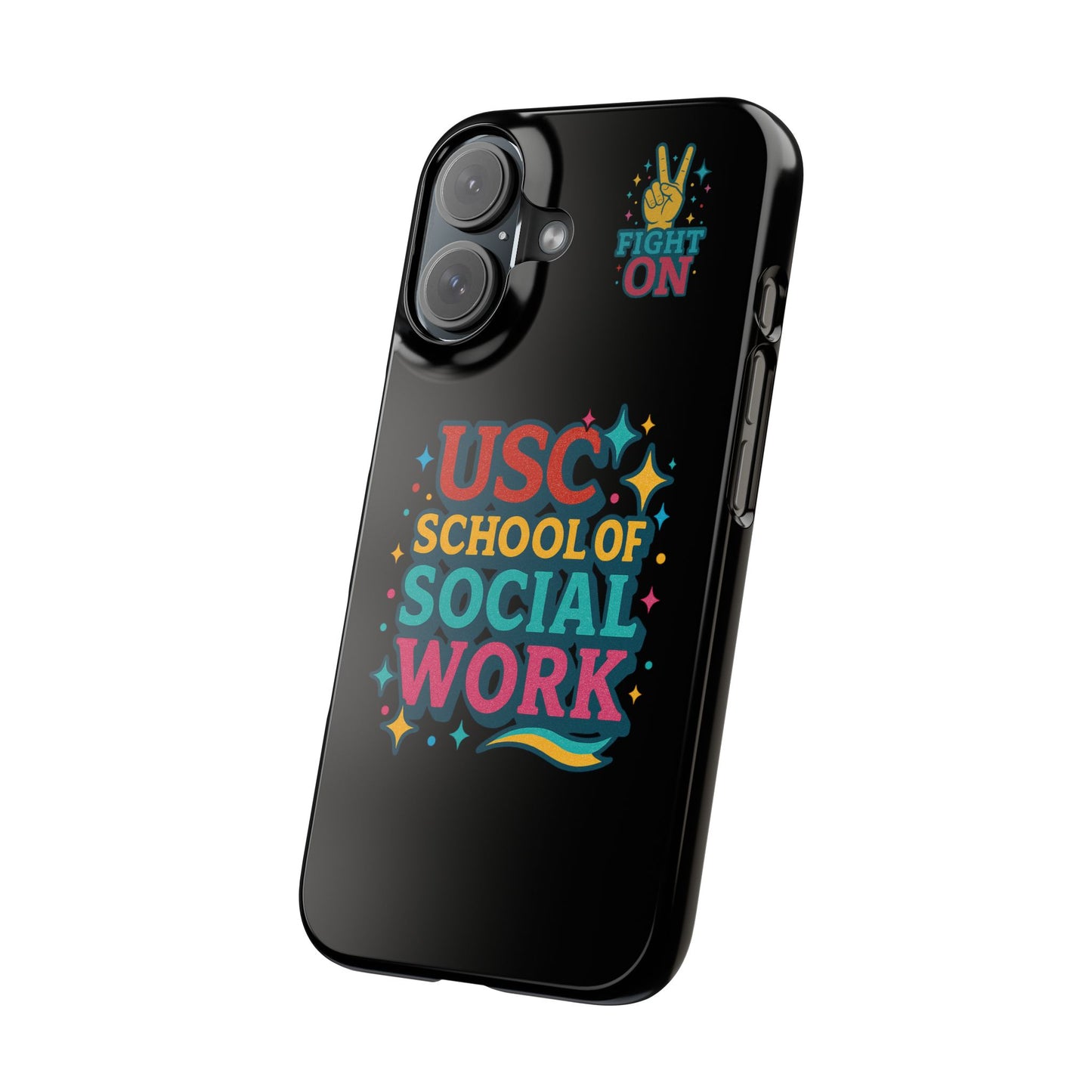USC Trojans Slim I-Phone Case - School of Social Work - Glitter Style (Black)