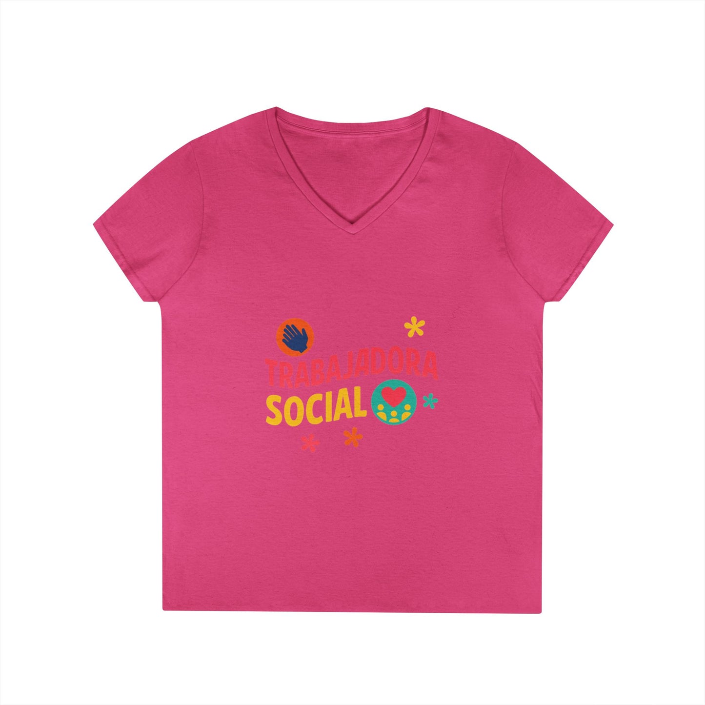 Trabajadora Social V-Neck Tee — Spanish Social Worker T-Shirt, Colorful Empowerment Gift