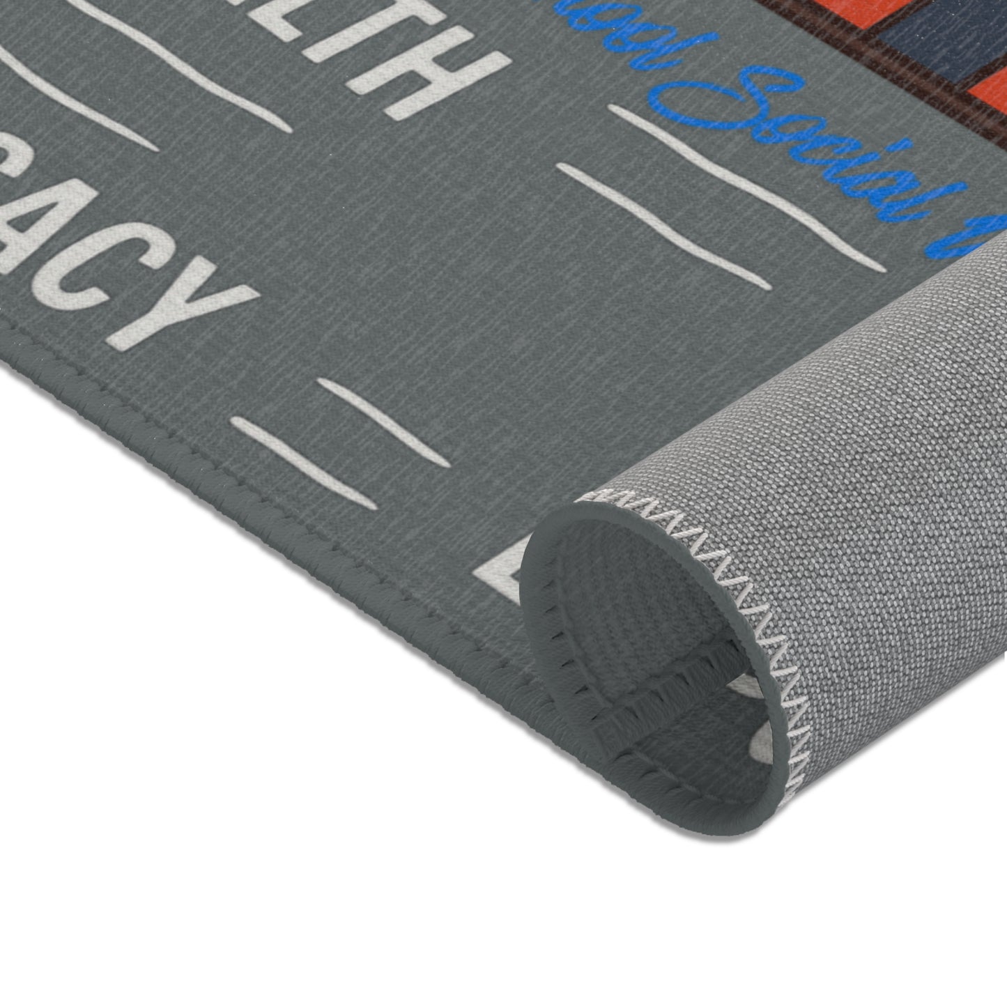 School Social Work Inspirational Area Rug - Charcoal With Logo