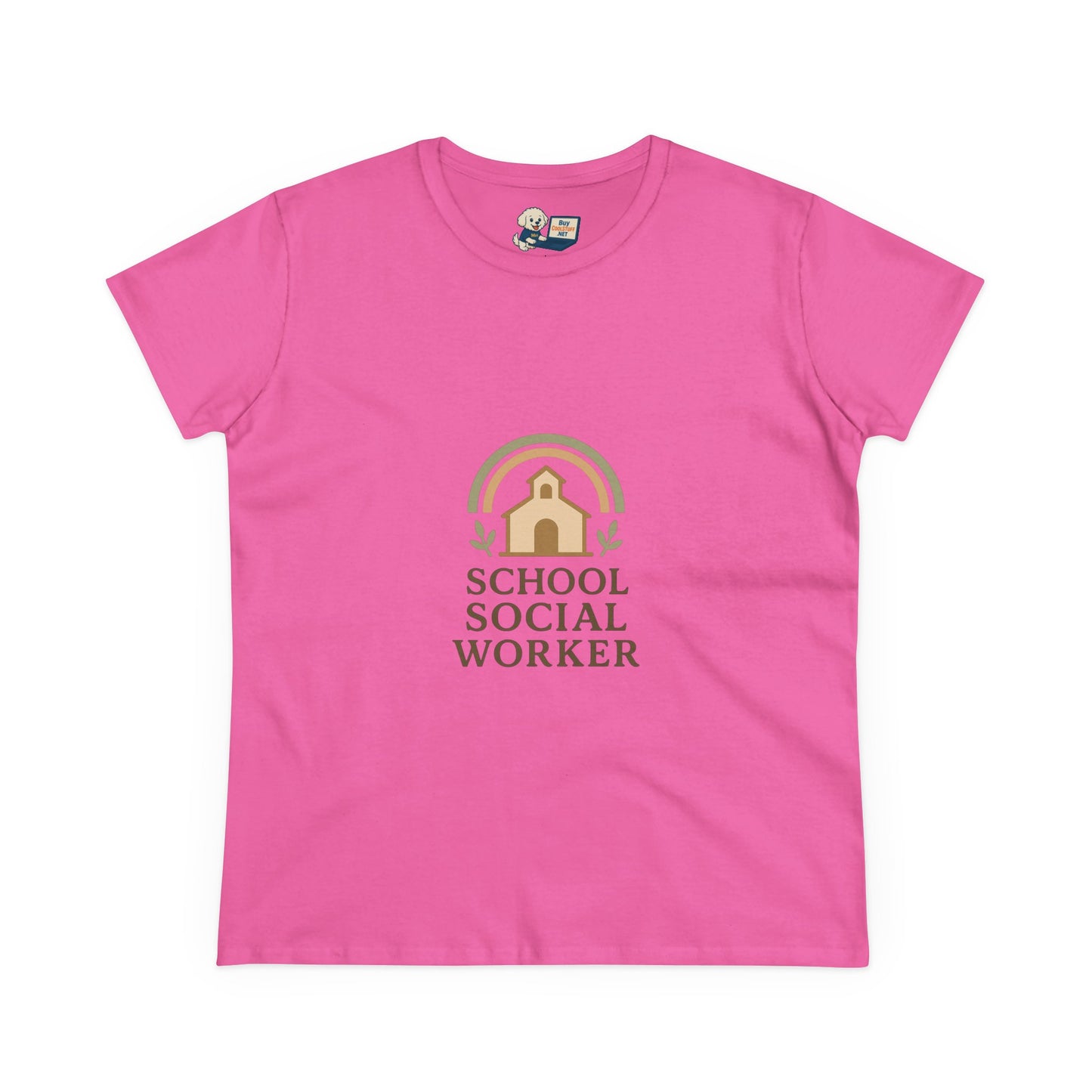 School Social Worker with Earth Tone Logo -Women's Midweight Cotton T-Shirt