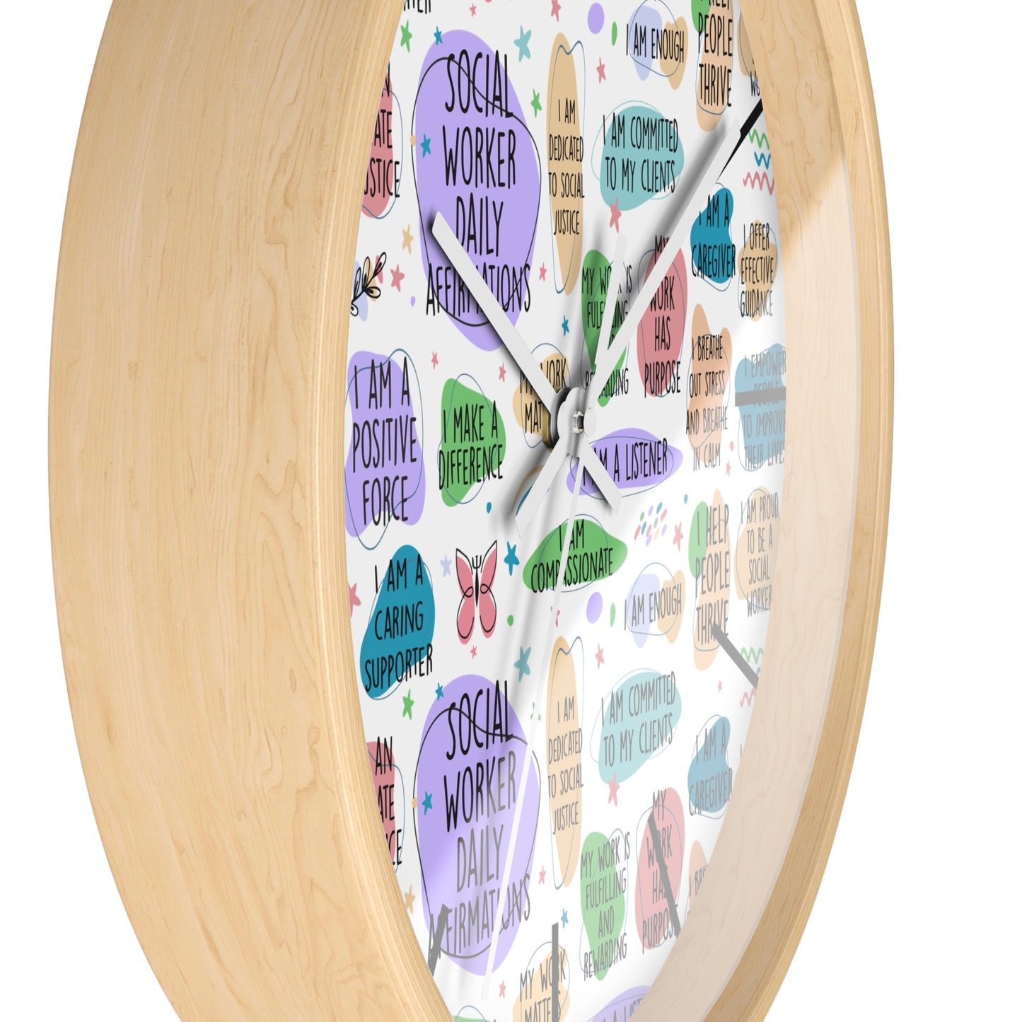 Social Worker Daily Affirmations Wall Clock — Inspirational Office Decor