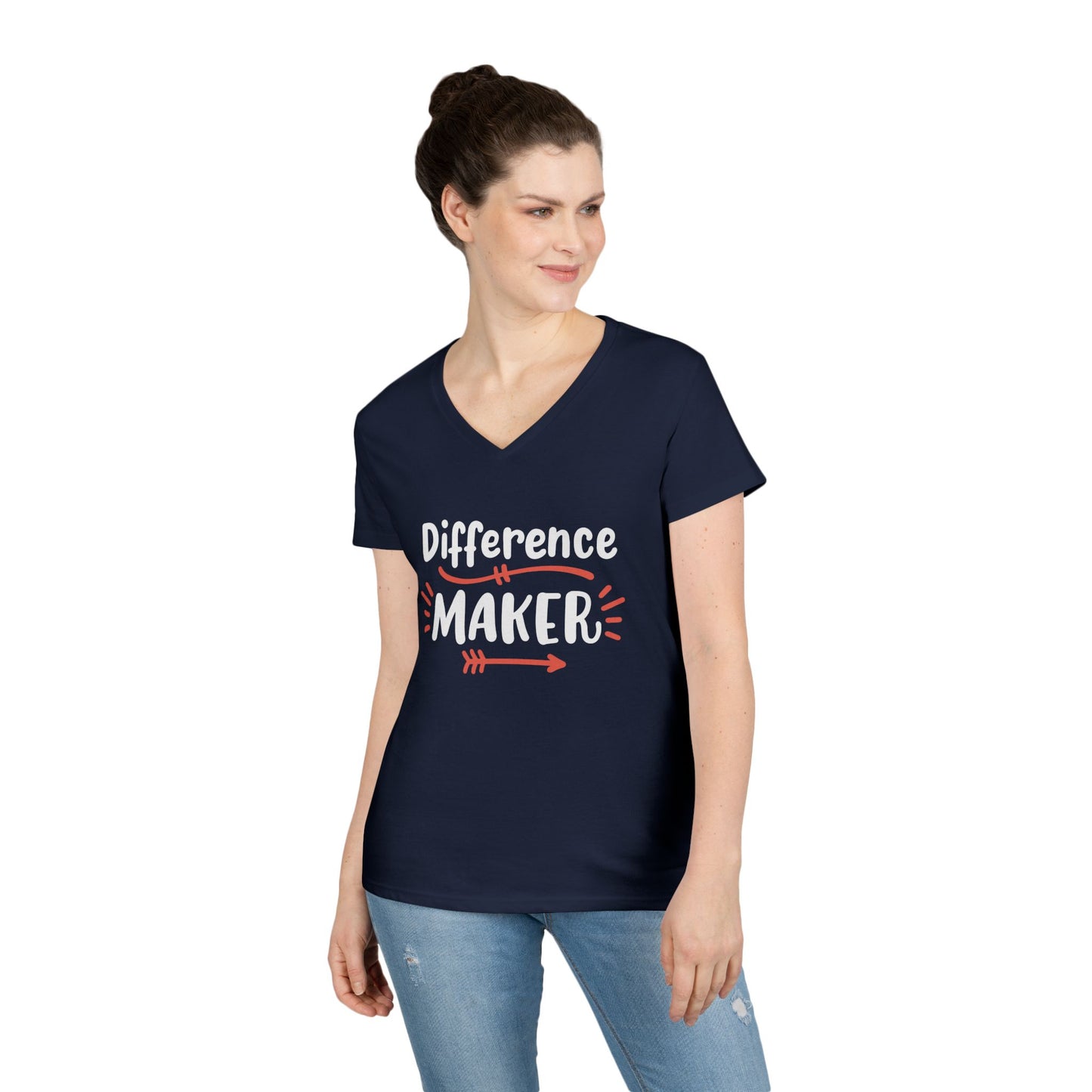 Difference Maker V-Neck Tee — Inspirational Ladies' T-Shirt