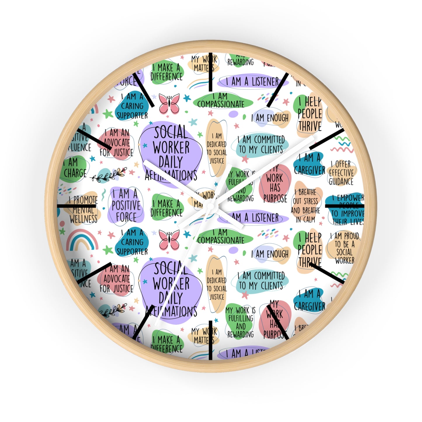 Social Worker Daily Affirmations Wall Clock — Inspirational Office Decor