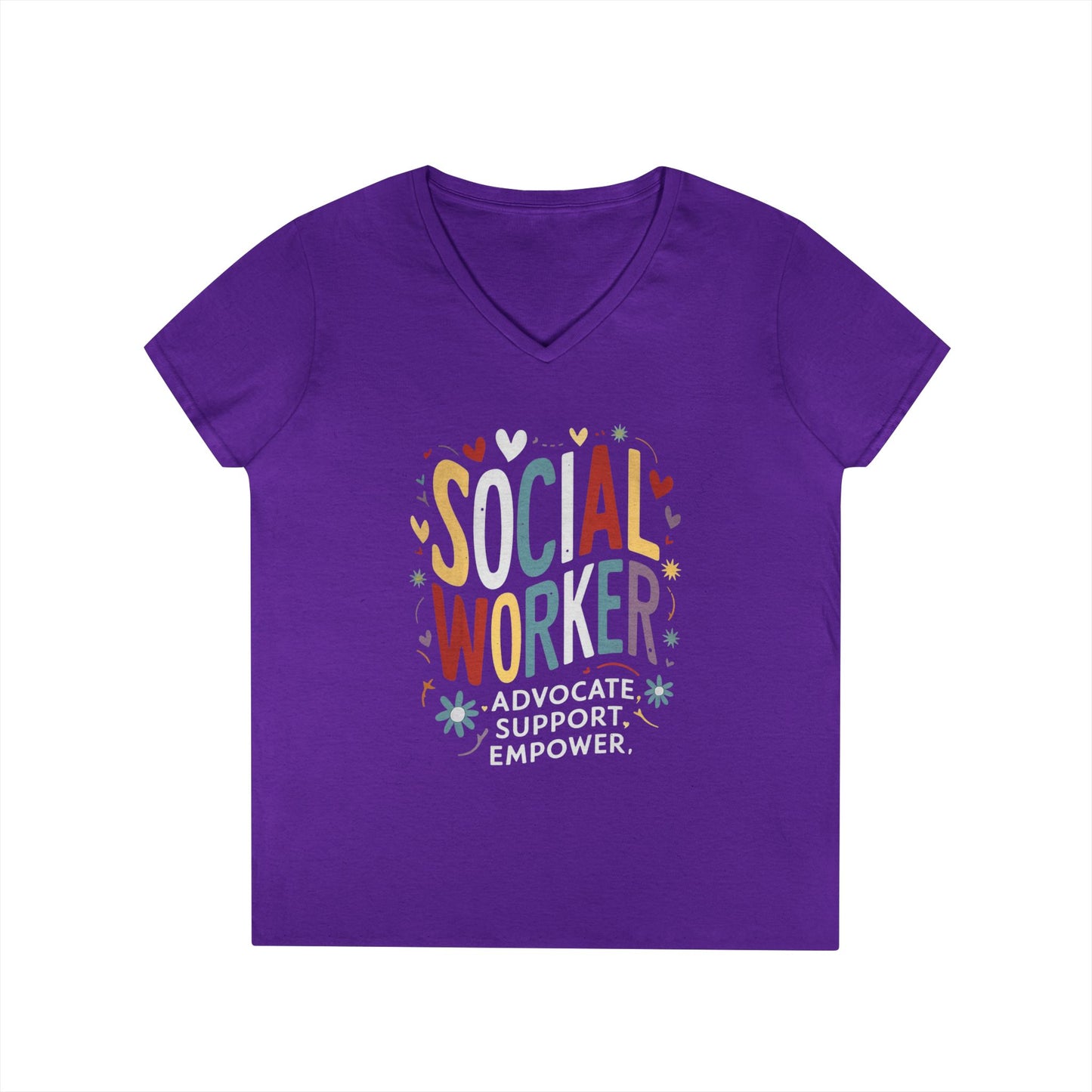 Social Worker V-Neck T-Shirt — Advocate, Support, Empower