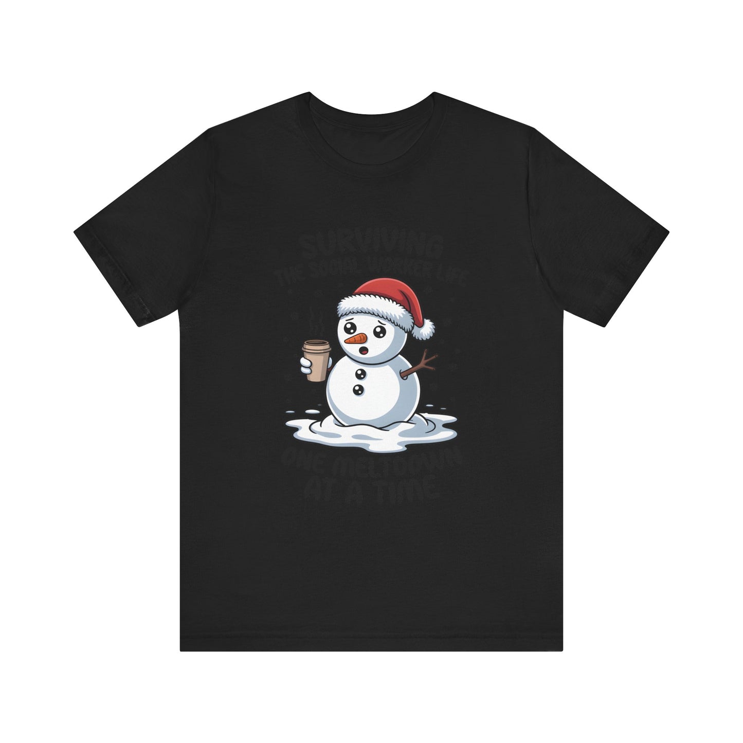 Men's Social Worker Snowman Tee — "Surviving the Social Worker Life: One Meltdown at a Time"