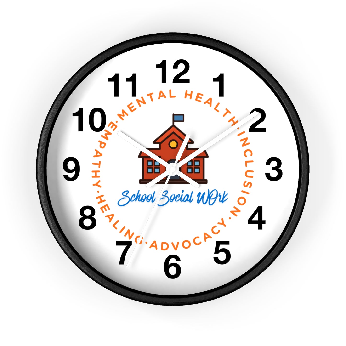 School Social Work Wall Clock - Advocate for Mental Health & Inclusion (WITH NUMBERS)