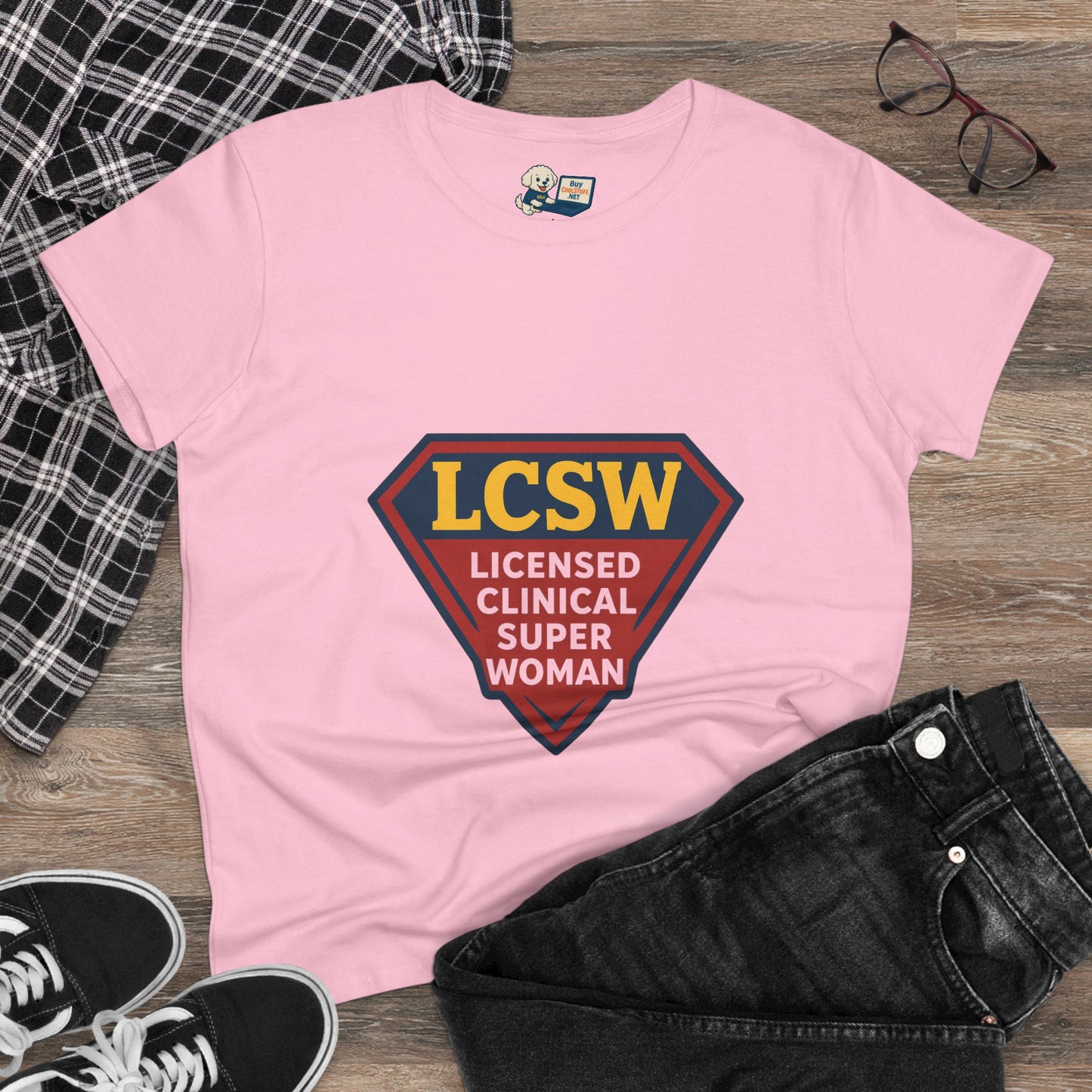 LCSW = Licensed Clinical Super Woman Tee – Saving the World, One Session at a Time Women's Midweight Cotton T-Shirt - Social Work