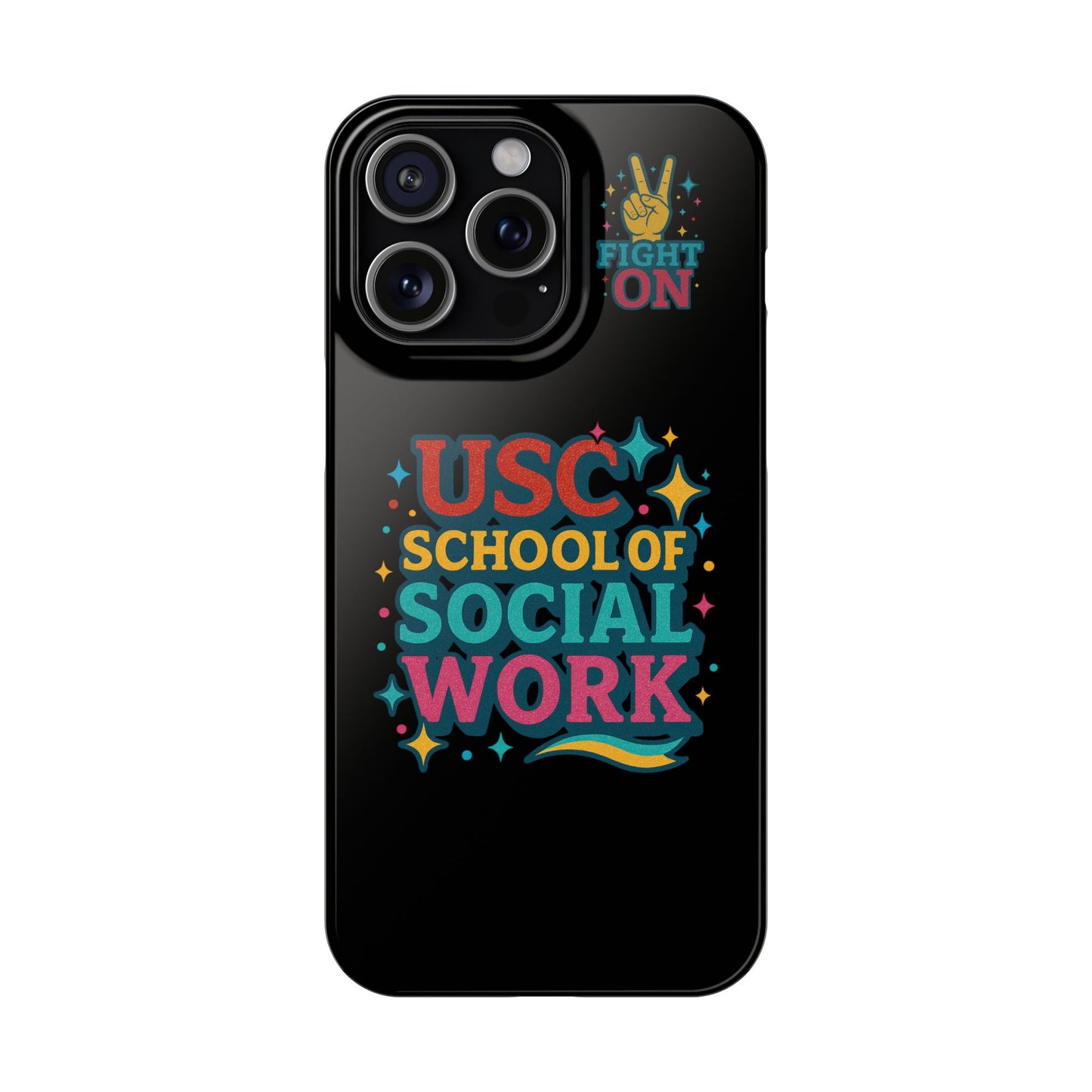 USC Trojans Slim I-Phone Case - School of Social Work - Glitter Style (Black)