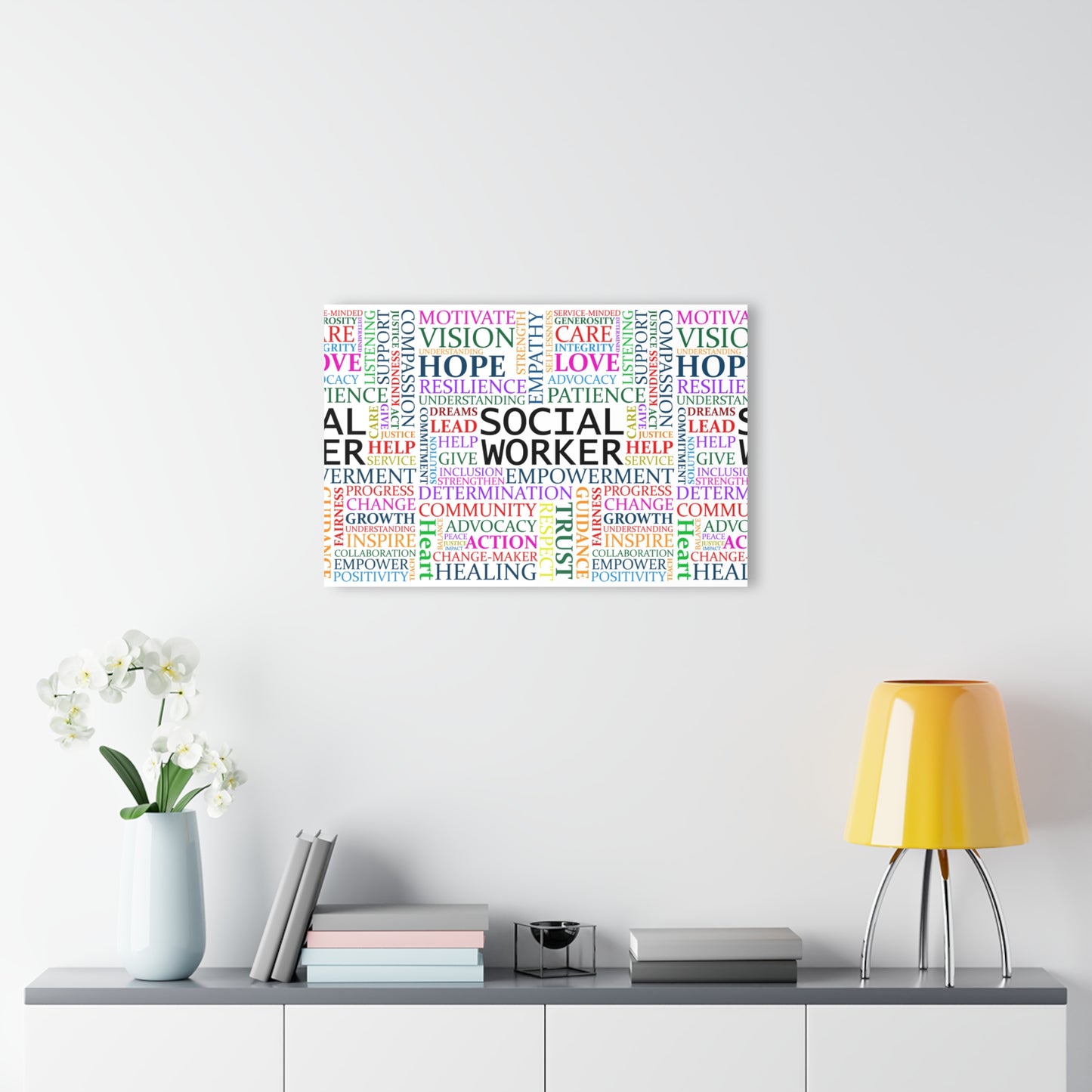 Social Worker Word Cloud Acrylic Print — Motivational Wall Art (French Cleat Hanging)