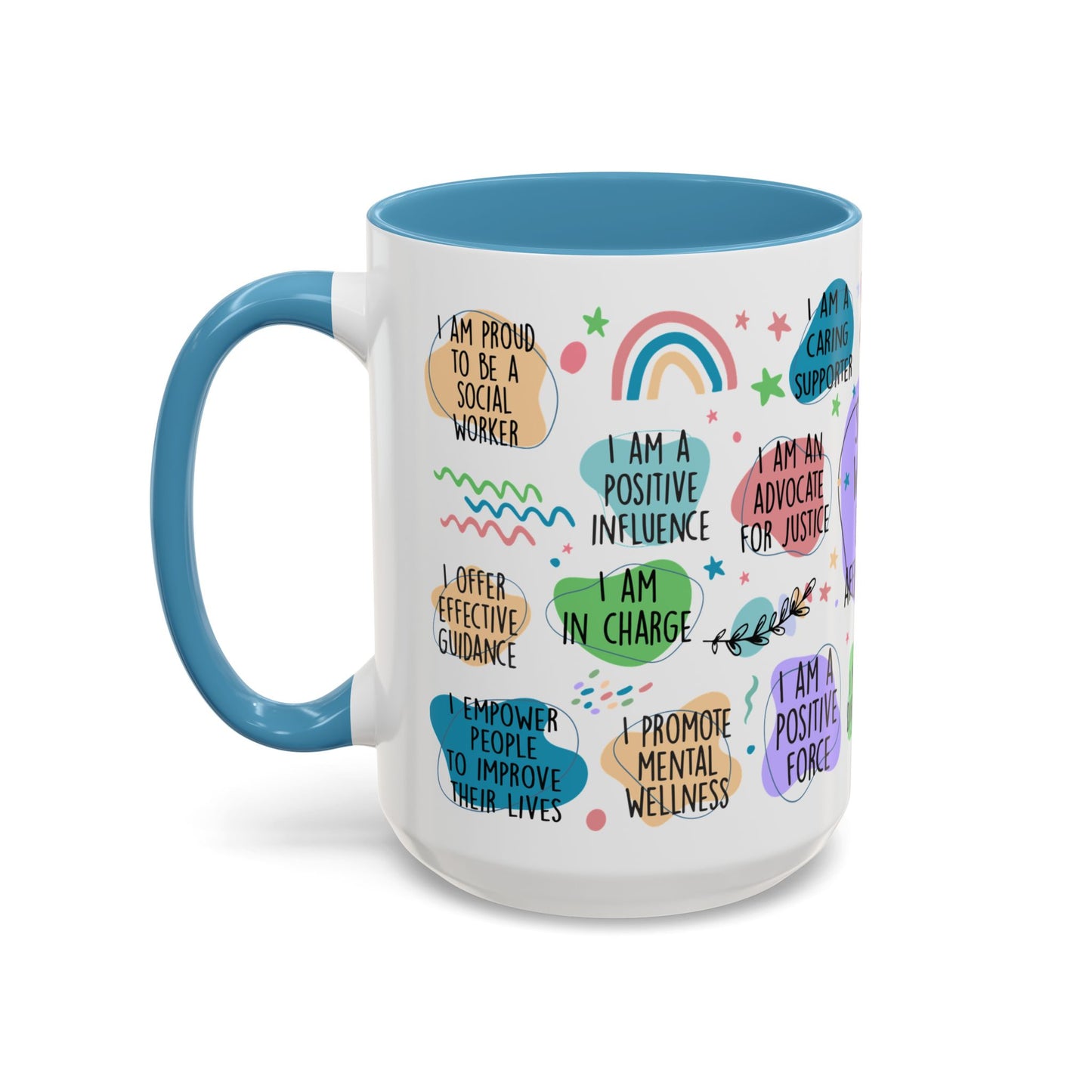 Social Worker Daily Affirmations Accent Coffee Mug — Inspirational -15oz