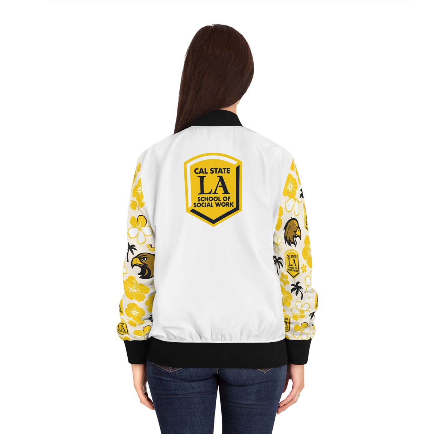 Cal State L.A. School of Social Work Bomber Hawaiian Jacket - White