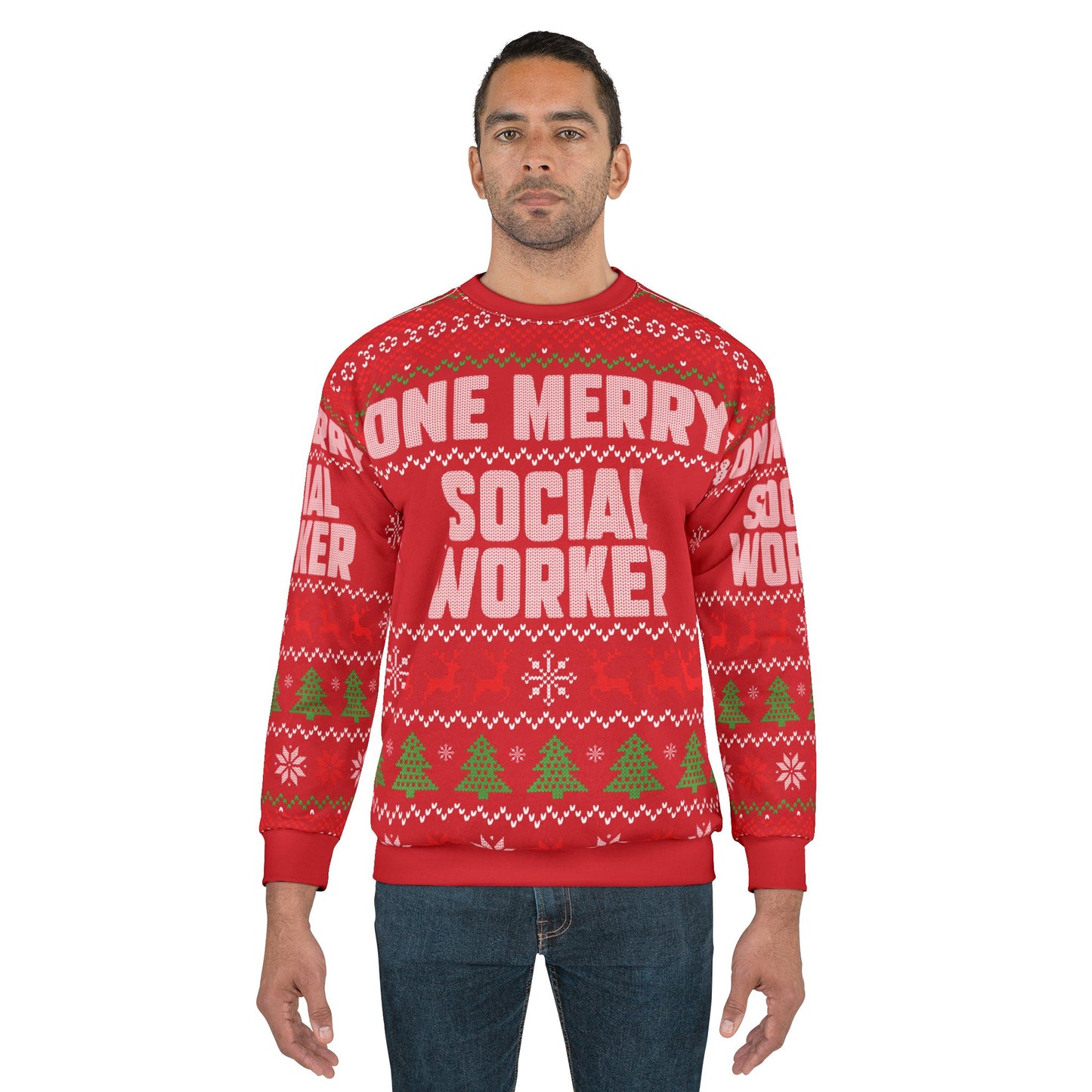 UNISEX - One Merry Social Worker Christmas Sweatshirt (RED)