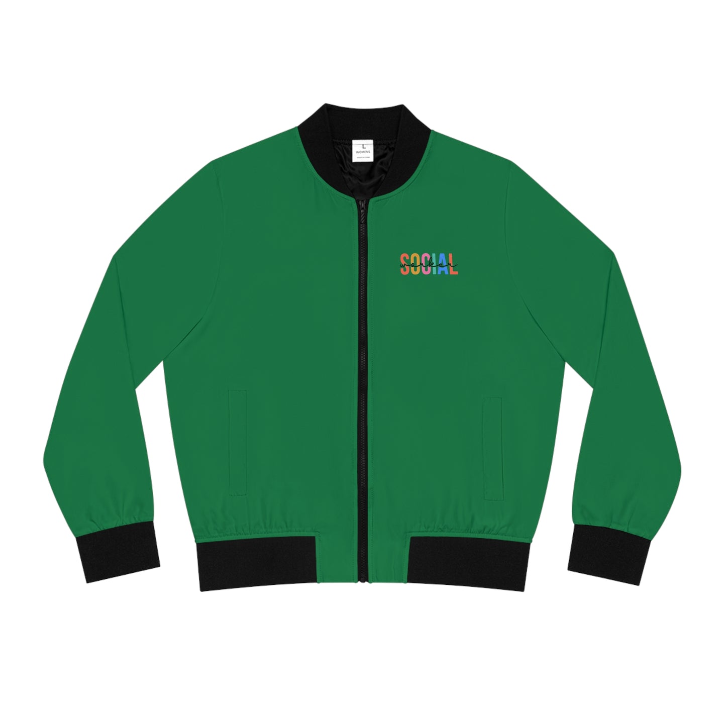 Social Worker Word Cloud Bomber Jacket (Green)