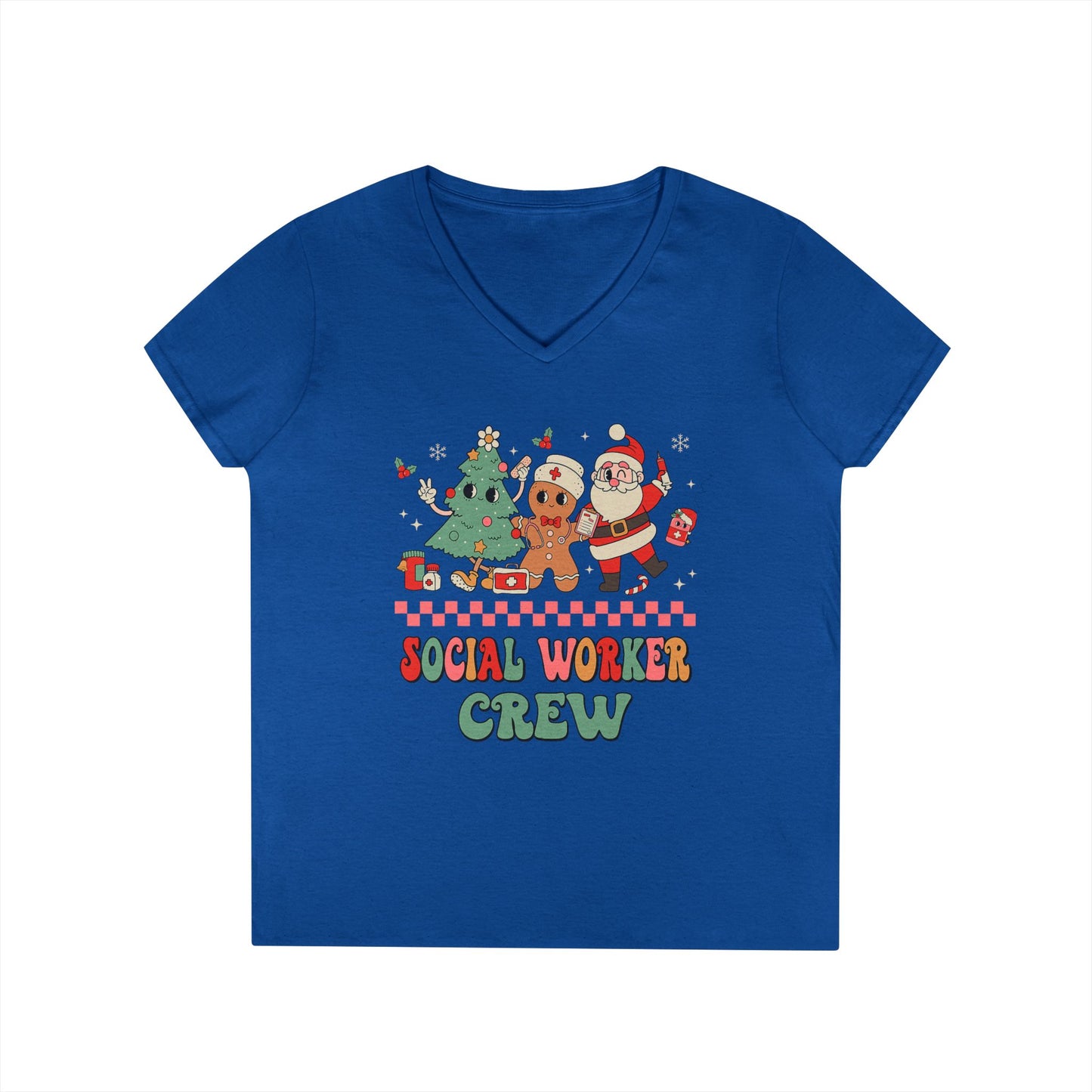 Social Worker Crew Christmas V-Neck Tee