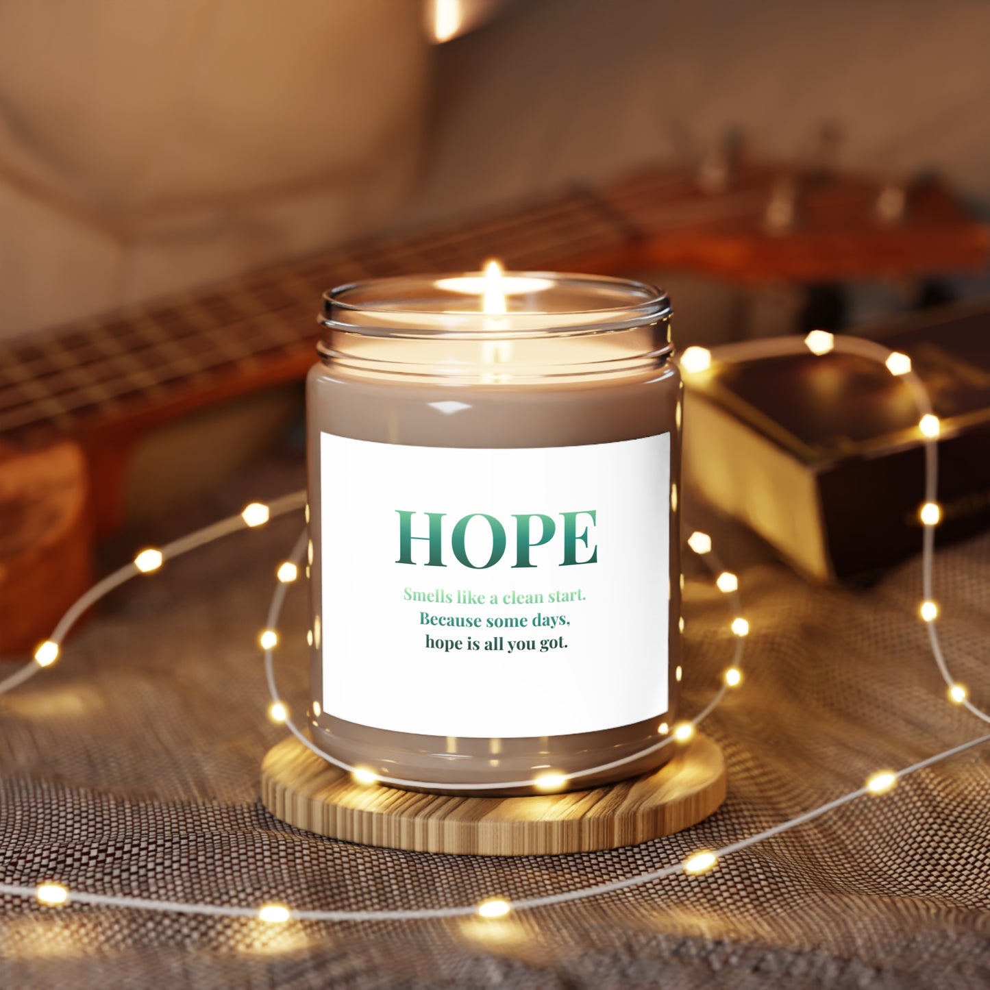 Hope Scented Soy Candle — 9oz White-Lid Jar ("Hope" Inspirational Label)