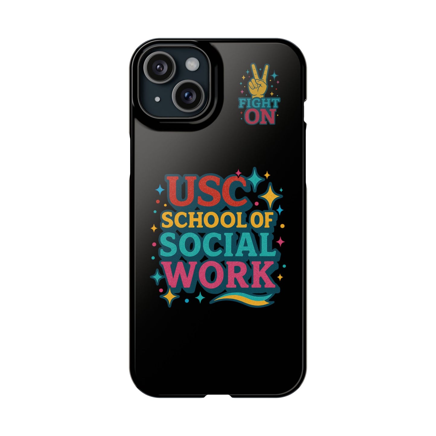 USC Trojans Slim I-Phone Case - School of Social Work - Glitter Style (Black)