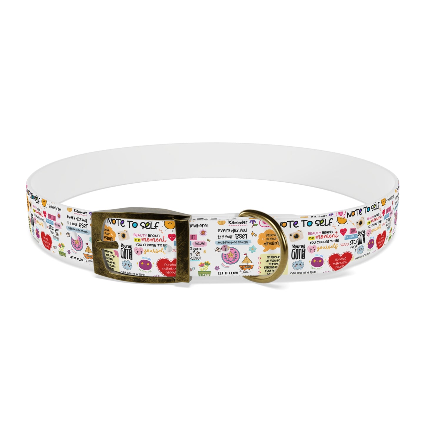 Dog Collar — Whimsical 'Note to Self' Positive Words Quote Pattern Pet Collar
