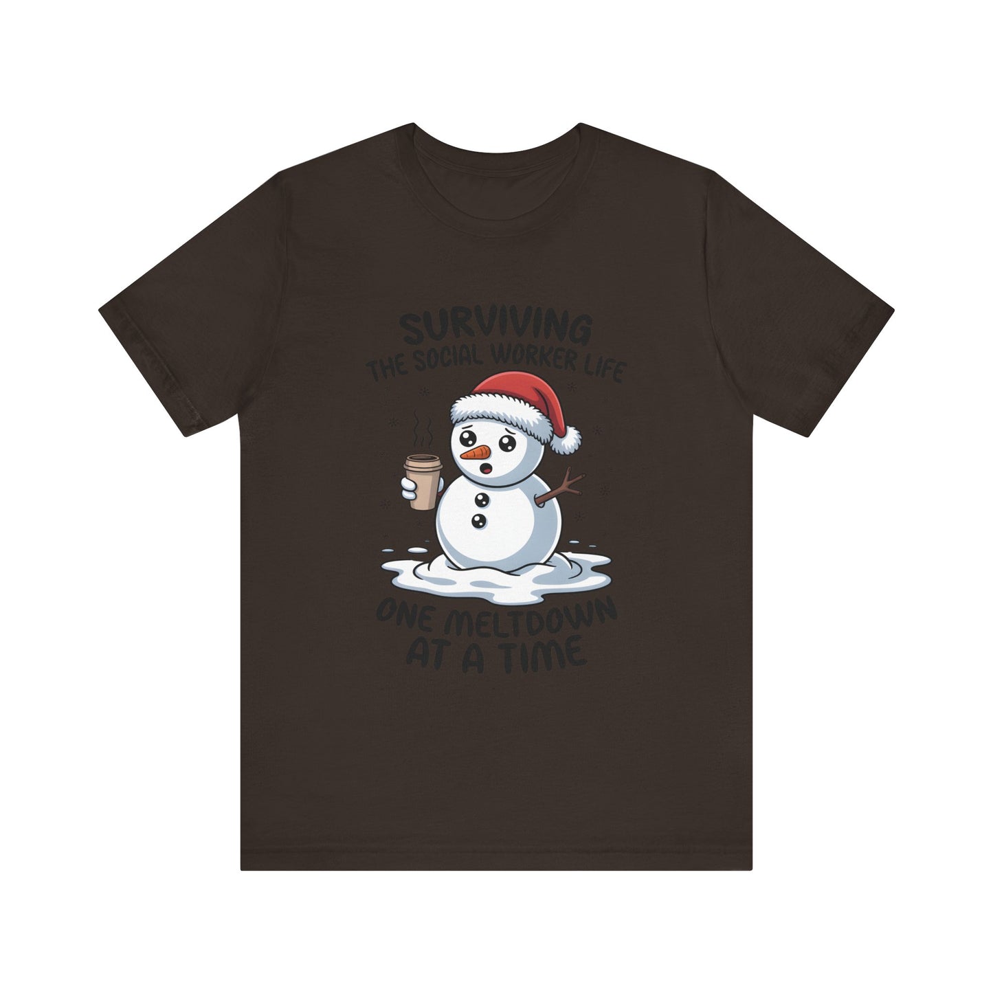 Men's Social Worker Snowman Tee — "Surviving the Social Worker Life: One Meltdown at a Time"