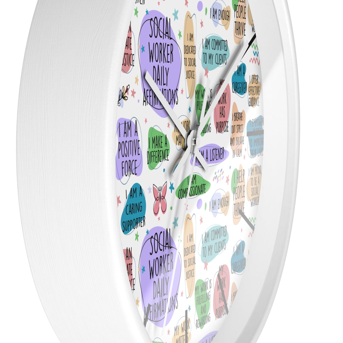 Social Worker Daily Affirmations Wall Clock — Inspirational Office Decor
