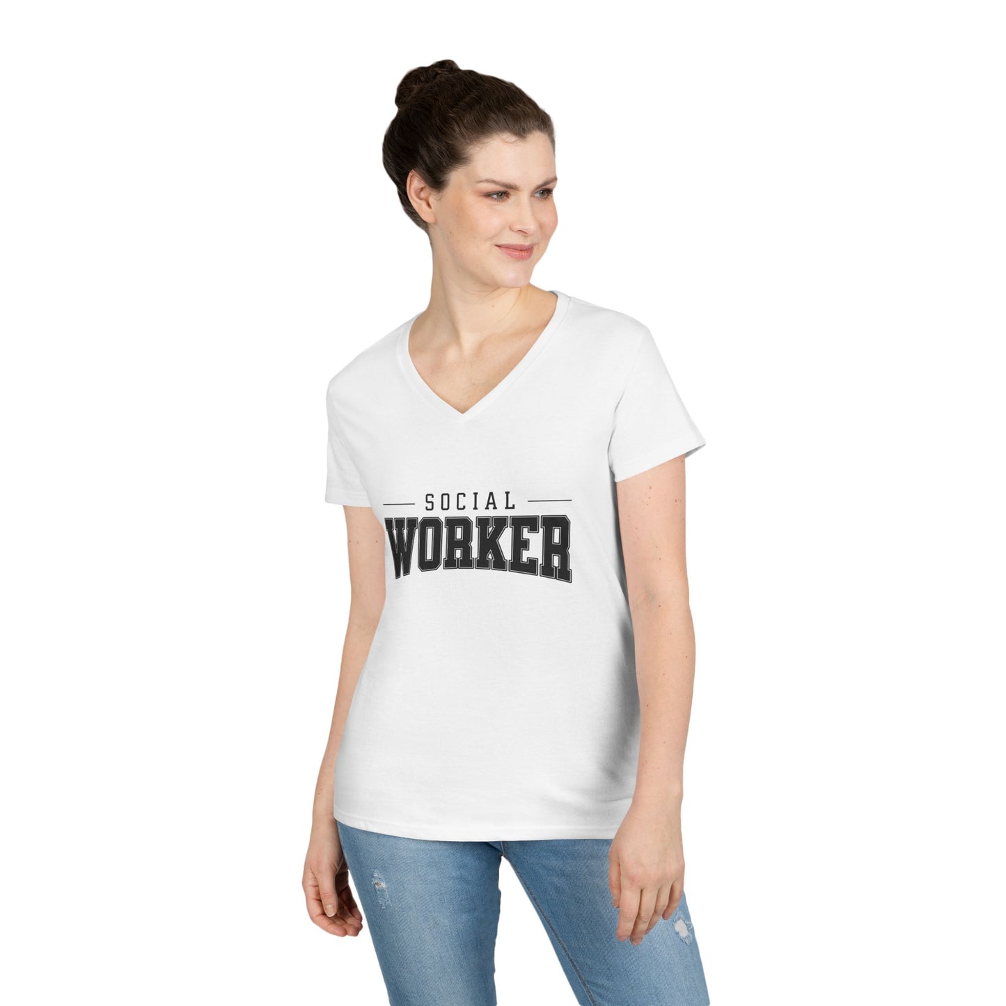 Social Worker Ladies' V-Neck T-Shirt — Casual Professional Gift for Social Work Professionals