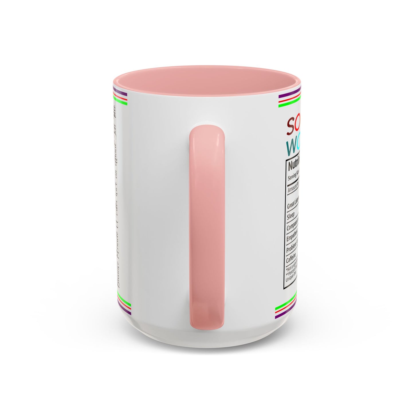 Social Worker Coffee Mug — Colorful Accent Mug with ‘Social Worker Ingredients’ Text (15oz)
