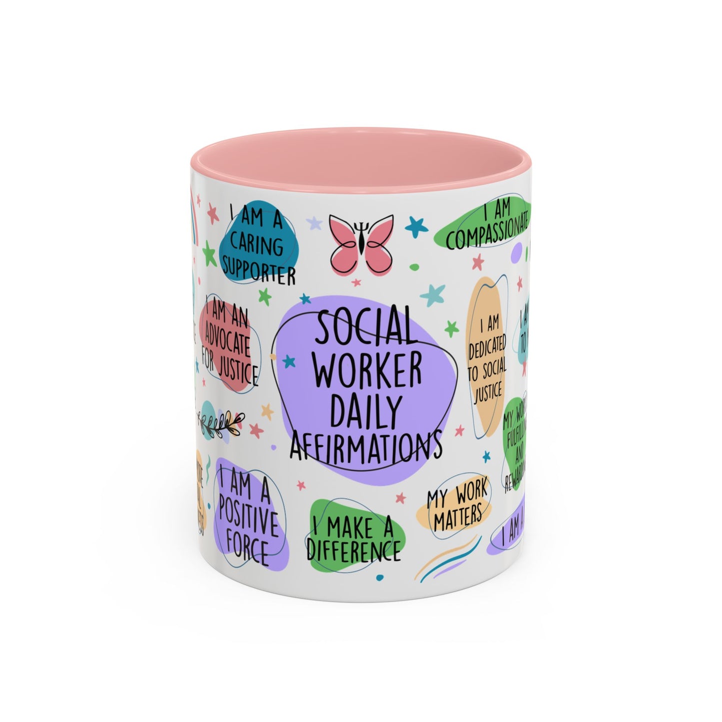 Social Worker Daily Affirmations Accent Coffee Mug — Inspirational -15oz