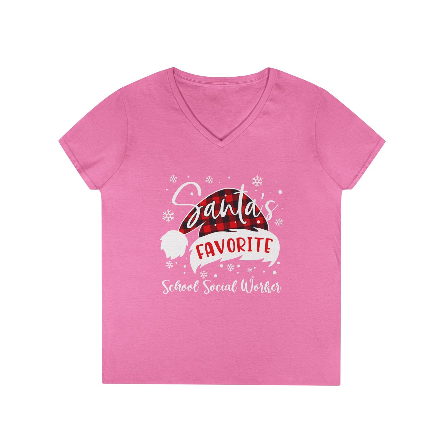 Santa's Favorite School Social Worker V-Neck Tee - Holiday Edition