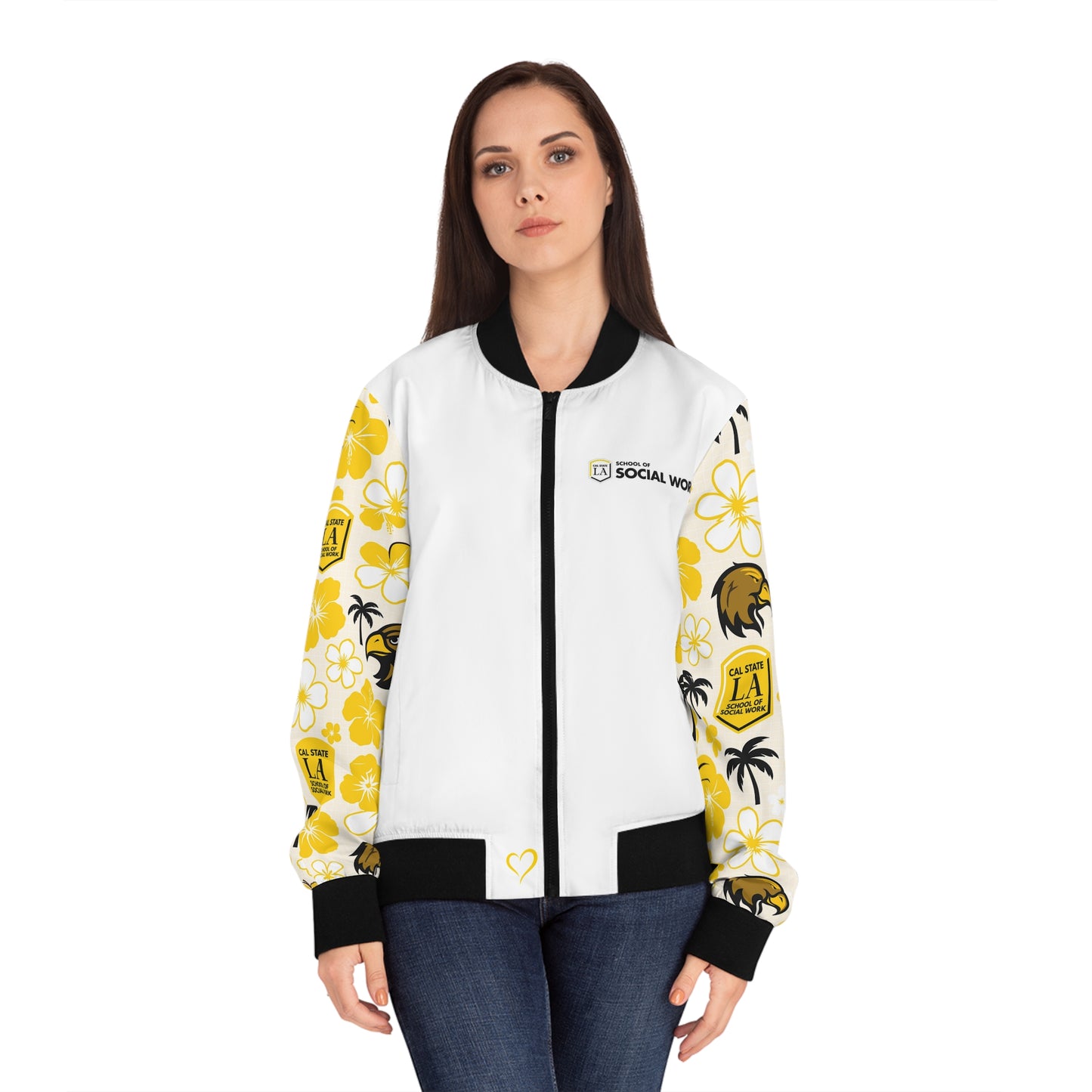 Cal State L.A. School of Social Work Bomber Hawaiian Jacket - White