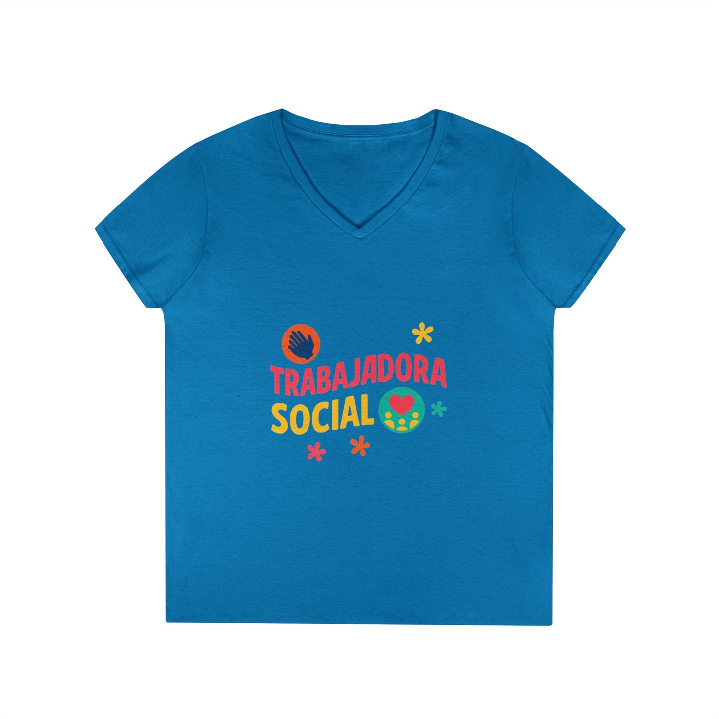 Trabajadora Social V-Neck Tee — Spanish Social Worker T-Shirt, Colorful Empowerment Gift